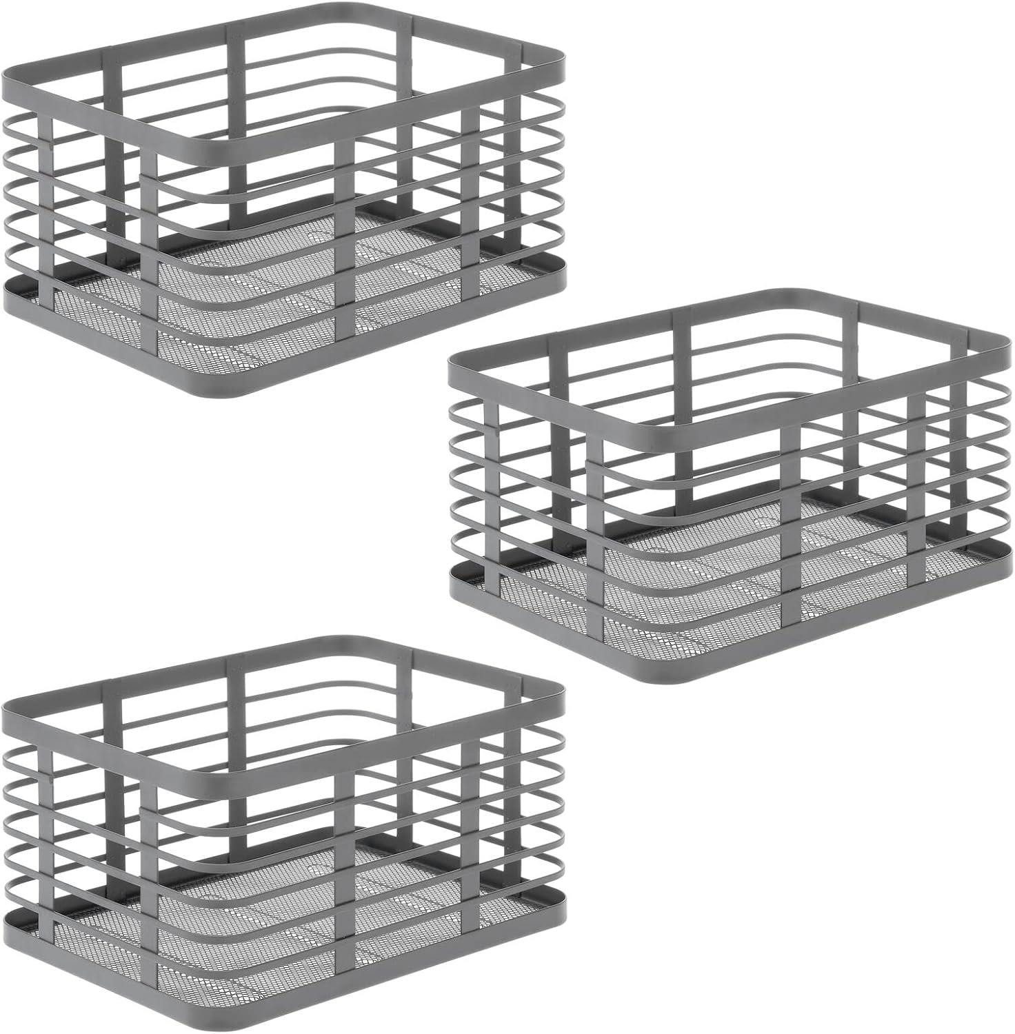mDesign Aufbewahrungssystem mDesign Allzweckkorb Aufbewahrung Drahtkorb Organizer 3er Set Metall