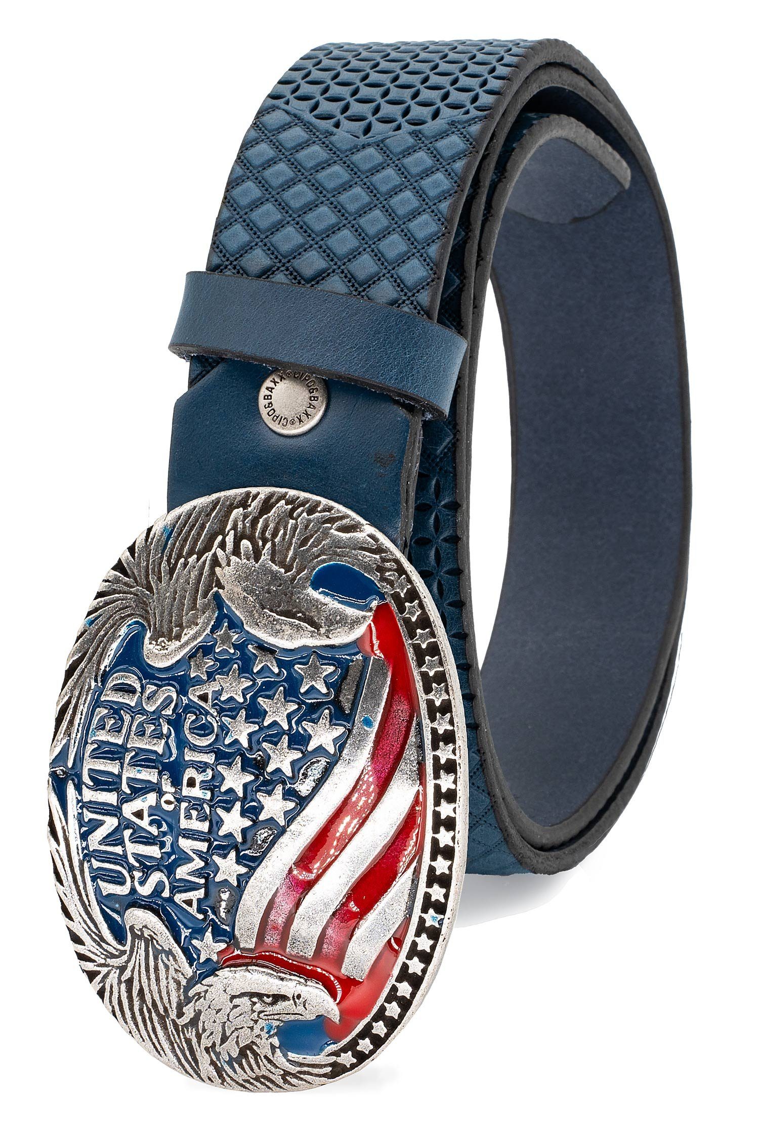 Cipo & Baxx Ledergürtel Herren Gürtel BA-CG197 (1-St) Schnalle in USA-Optik und Metall Patch