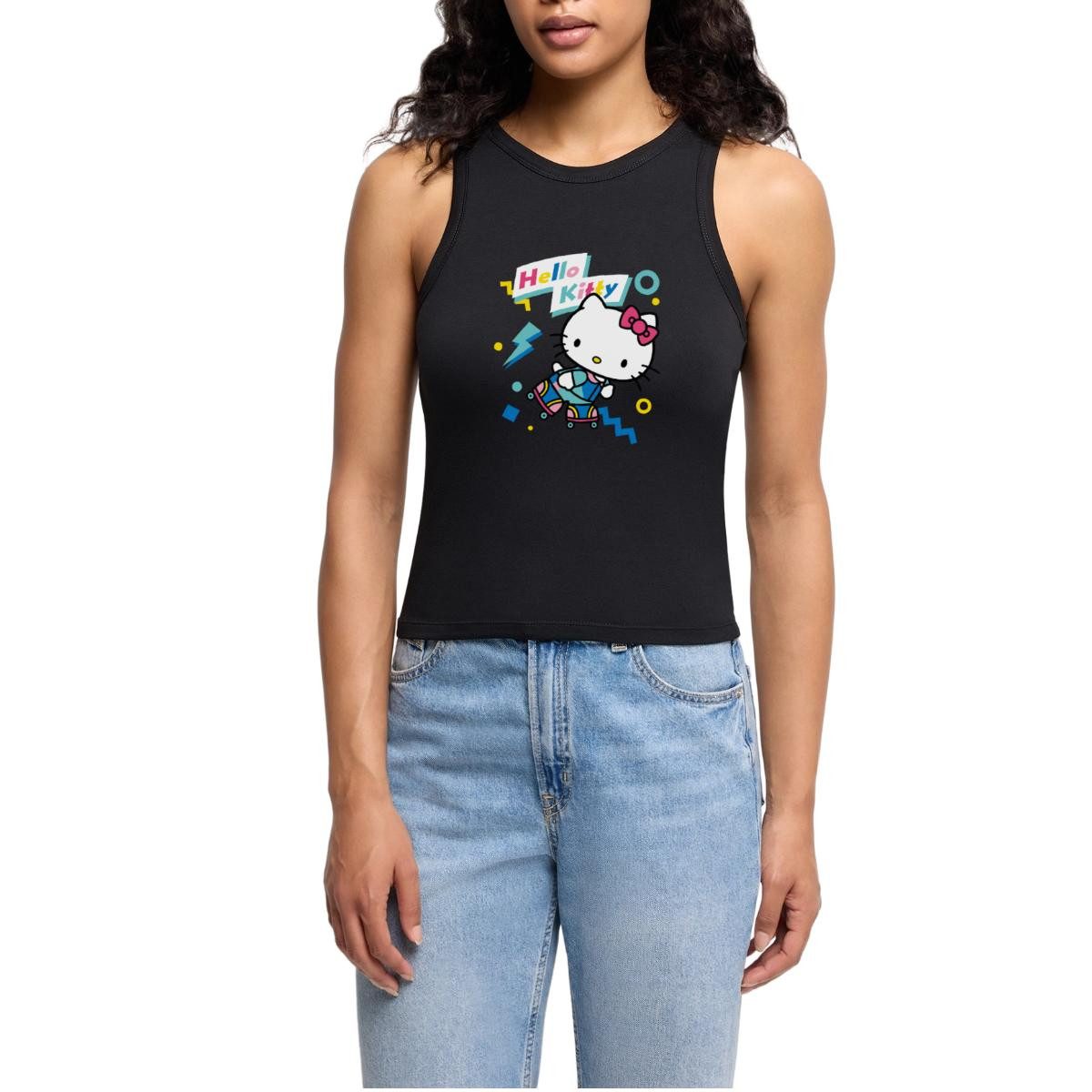 T-Shirt Hello Kitty 90er Stil Mit Rollschuhen Cropped Frauen Organic Tank Top