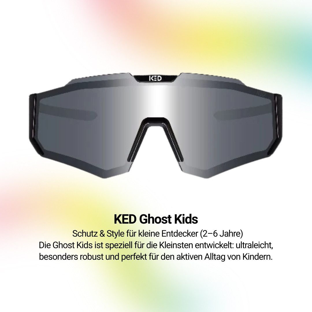 KED Fahrradbrille Ghost Kids Fahrradbrille, Ultraleicht, Stoßfeste Polycarbonat-Gläser, UV-Schutz, Alter 2-6 Jahre