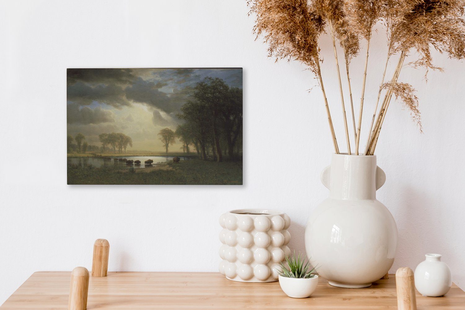 Leinwandbild Bierstadt, St), Wandbild Gemälde - cm von Wanddeko, Leinwandbilder, (1 Aufhängefertig, Albert OneMillionCanvasses® Der Büffelpfad 30x20
