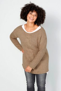 Angel of Style Strickpullover Pullover oversized Zopfmuster U-Boot-Ausschnitt