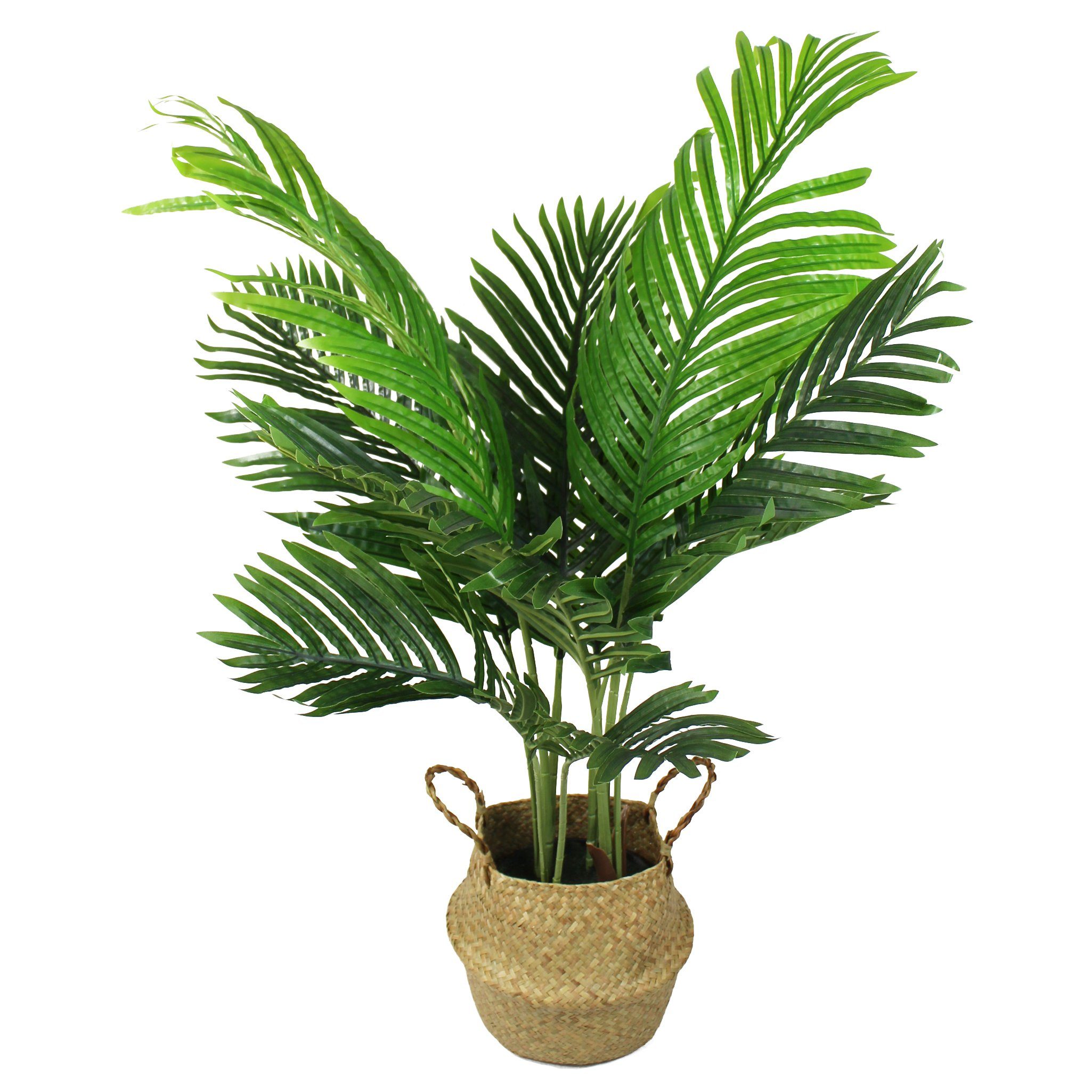 Kunstpalme künstliche Palme 90 cm mit Seegraskorb künstliche Pflanze