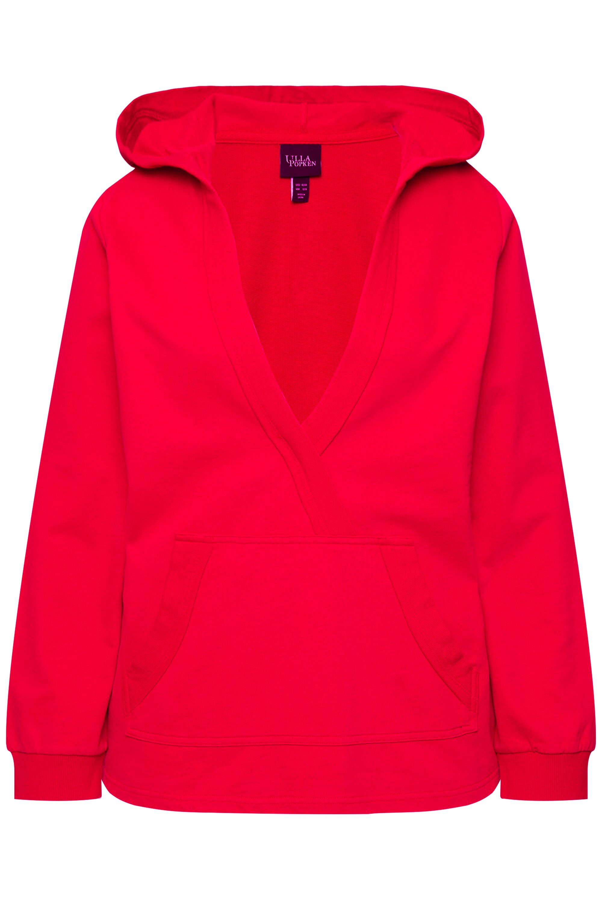 Ulla Popken Hoodie Hoodie Kapuze V-Ausschnitt günstig online kaufen