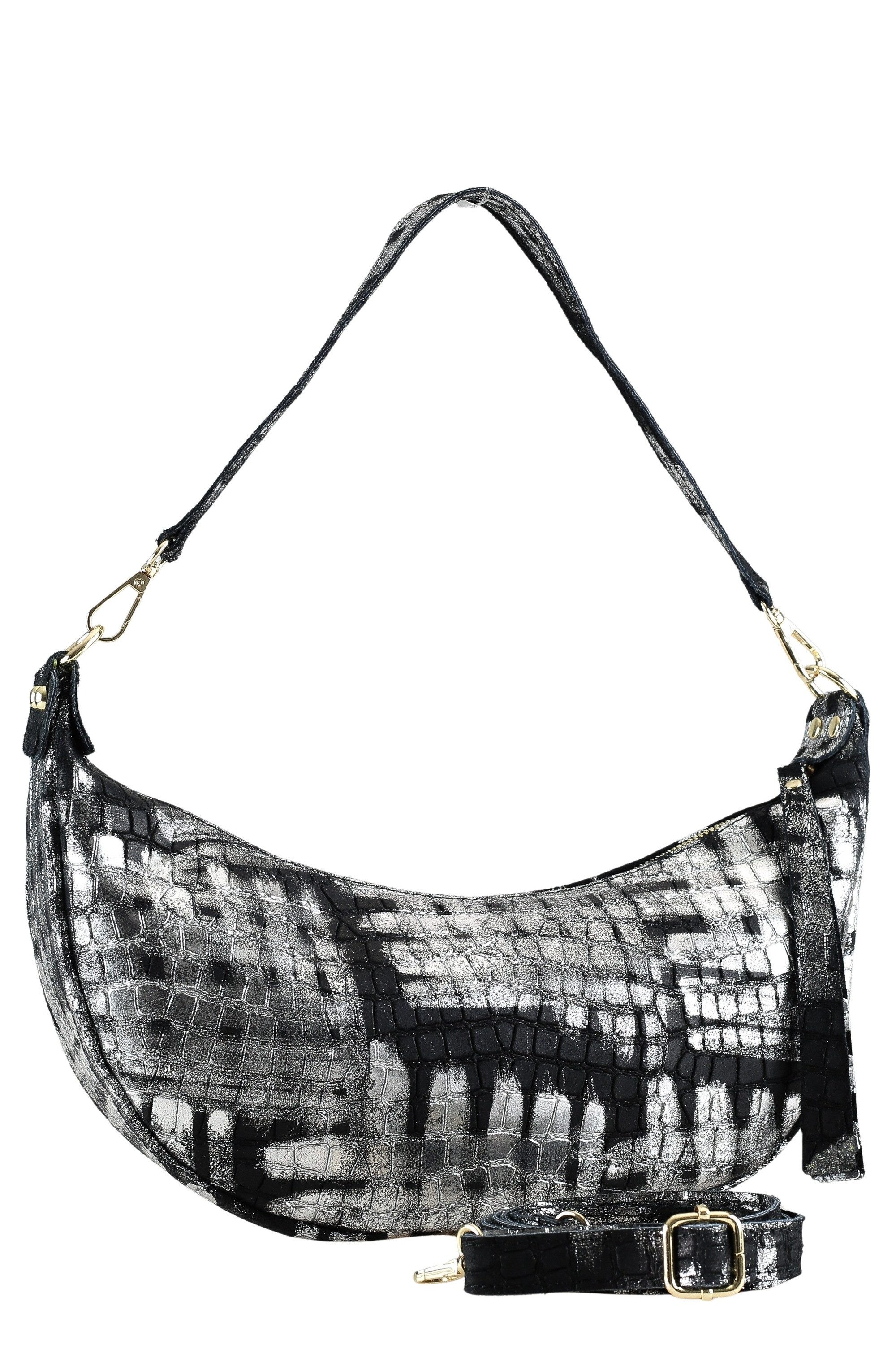 COLLEZIONE ALESSANDRO Schultertasche Silbermond, elegant-luxuriöse Tasche mit silber-Finish