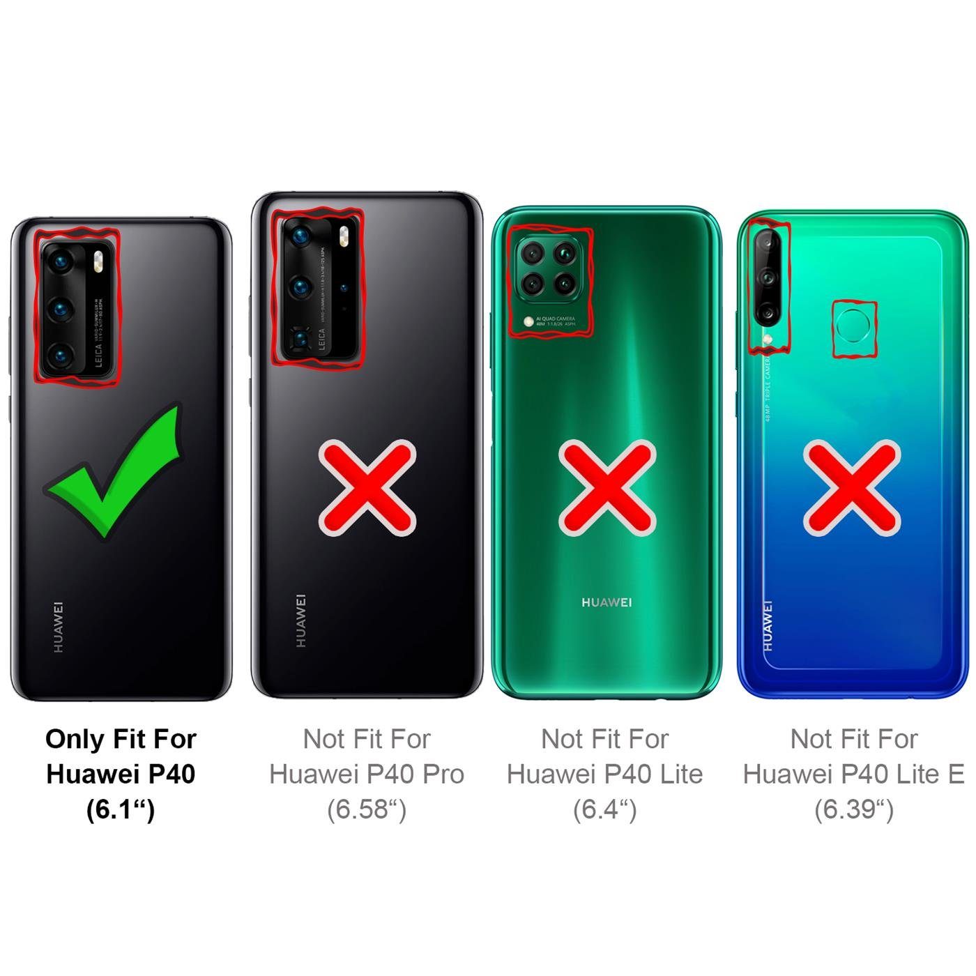 CoolGadget Handyhülle Metall Magnet Handy Case für Huawei P40 6,1 Zoll, Hülle Outdoor Schutz Cover Rückseite Glas für Huawei P40