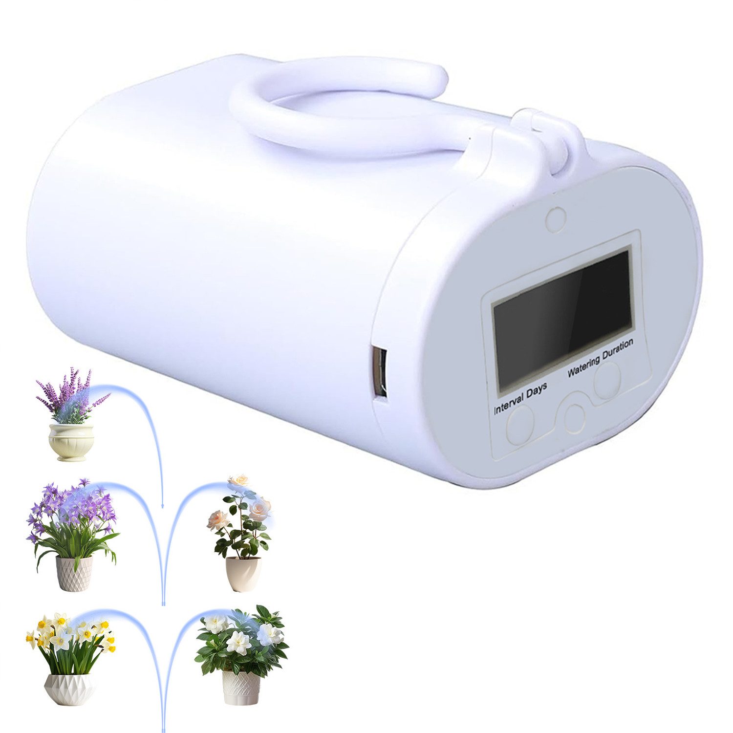 OKWISH Bewässerungssteuerung Automatische Bewässerung Bewässerungssystem Zeitschaltuhr Bewässerung, (Ein Bewässerungsset kann 1 oder 8 Pflanzentöpfe bewässern., Zeitschaltuhr Bewässerung USB-Stromversorgung Wassermangelalarm), 2 Bewässerungsmodi für Blumenbeet Terrasse Garten oder Topfpflanzen