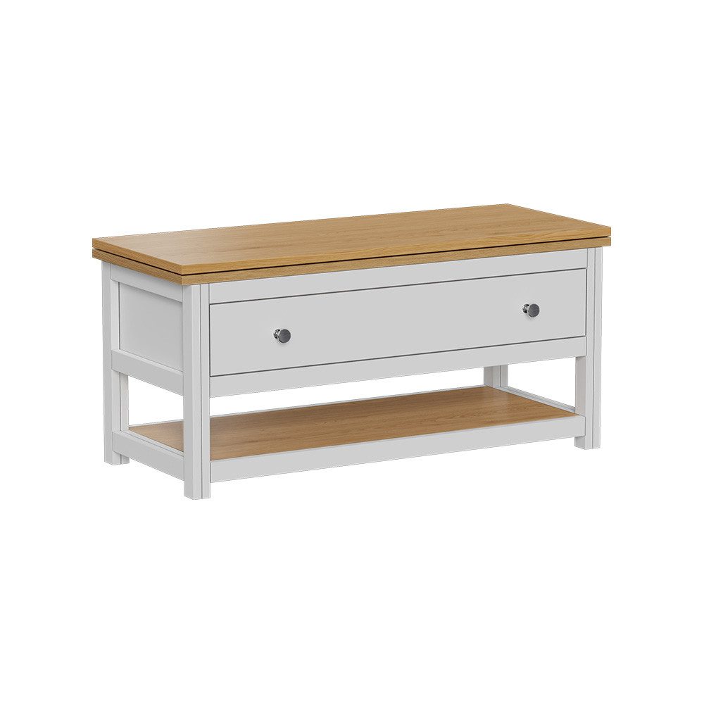Vicco Couchtisch Vikla, Weiß/Eiche, 100 x 40 cm mit ausklappbarer Tischplatte (1-St)