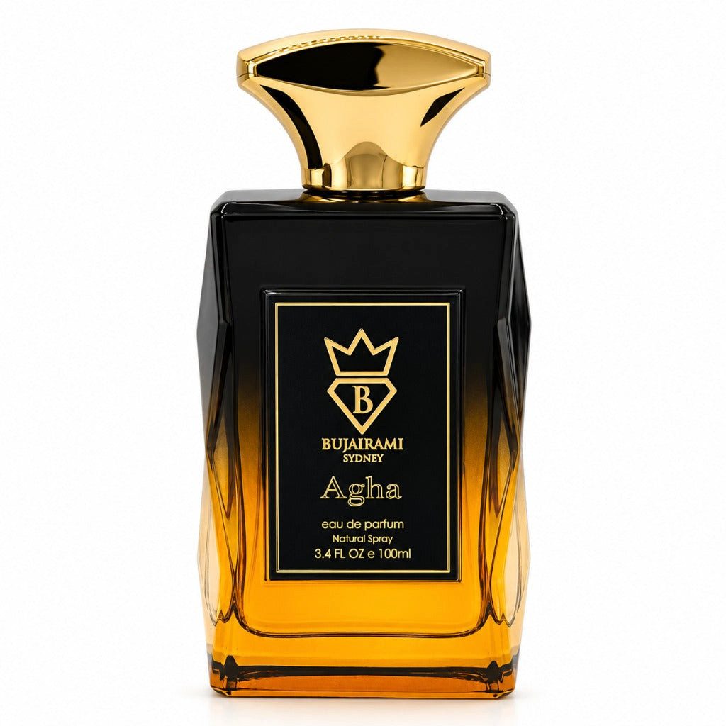 Bujairami Duft-Set Agha EDP – Würzig Gourmand + Parfümzerstäuber (leer)