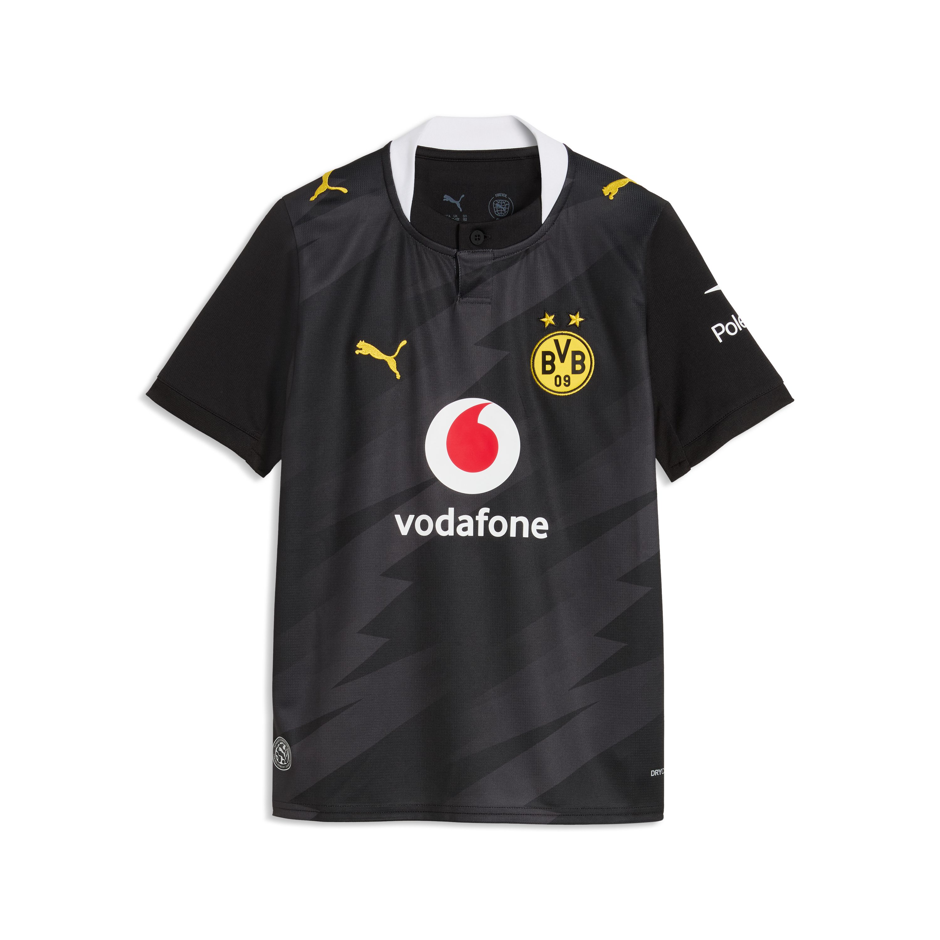 PUMA Fußballtrikot BVB AWAY JERSEY REPLICA JR für Jugendliche, mit DryCELL-Technologie, atmungsaktiv
