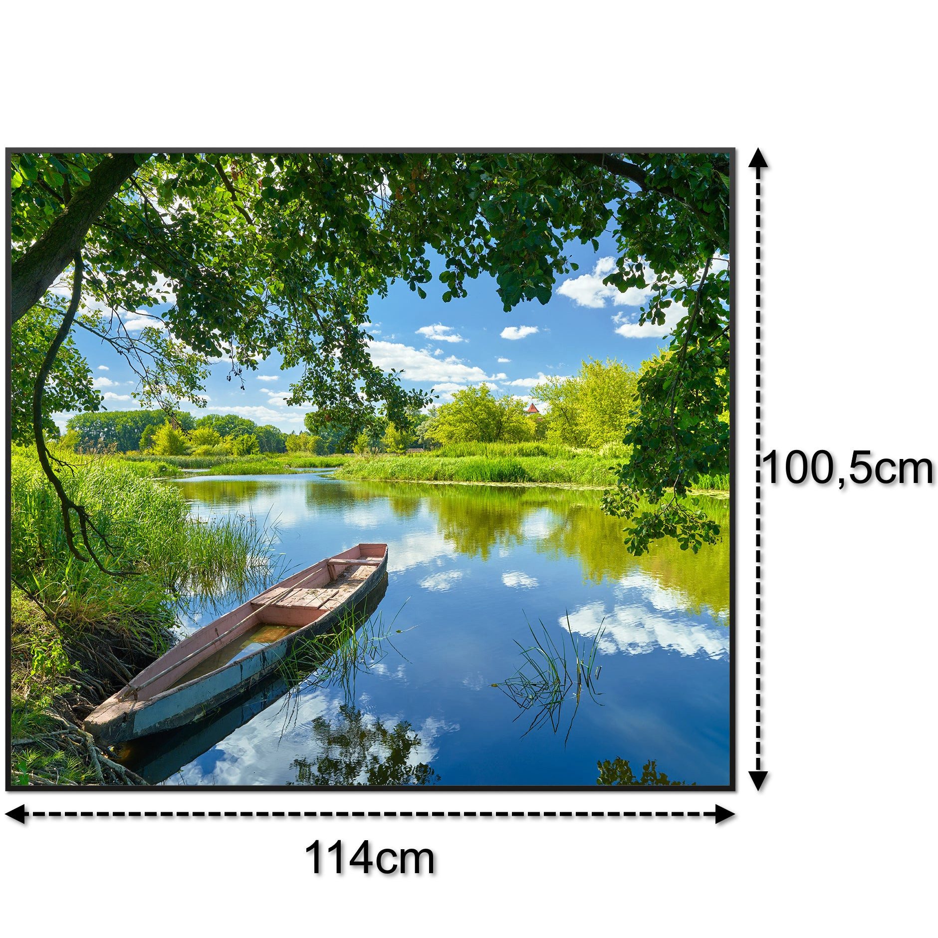 STEINFELD Heizsysteme Infrarotheizung Glas-Bild 1200W, 114x100cm, Made in Germany, 7 Jahre Garantie, mit Thermostat, Schwarz