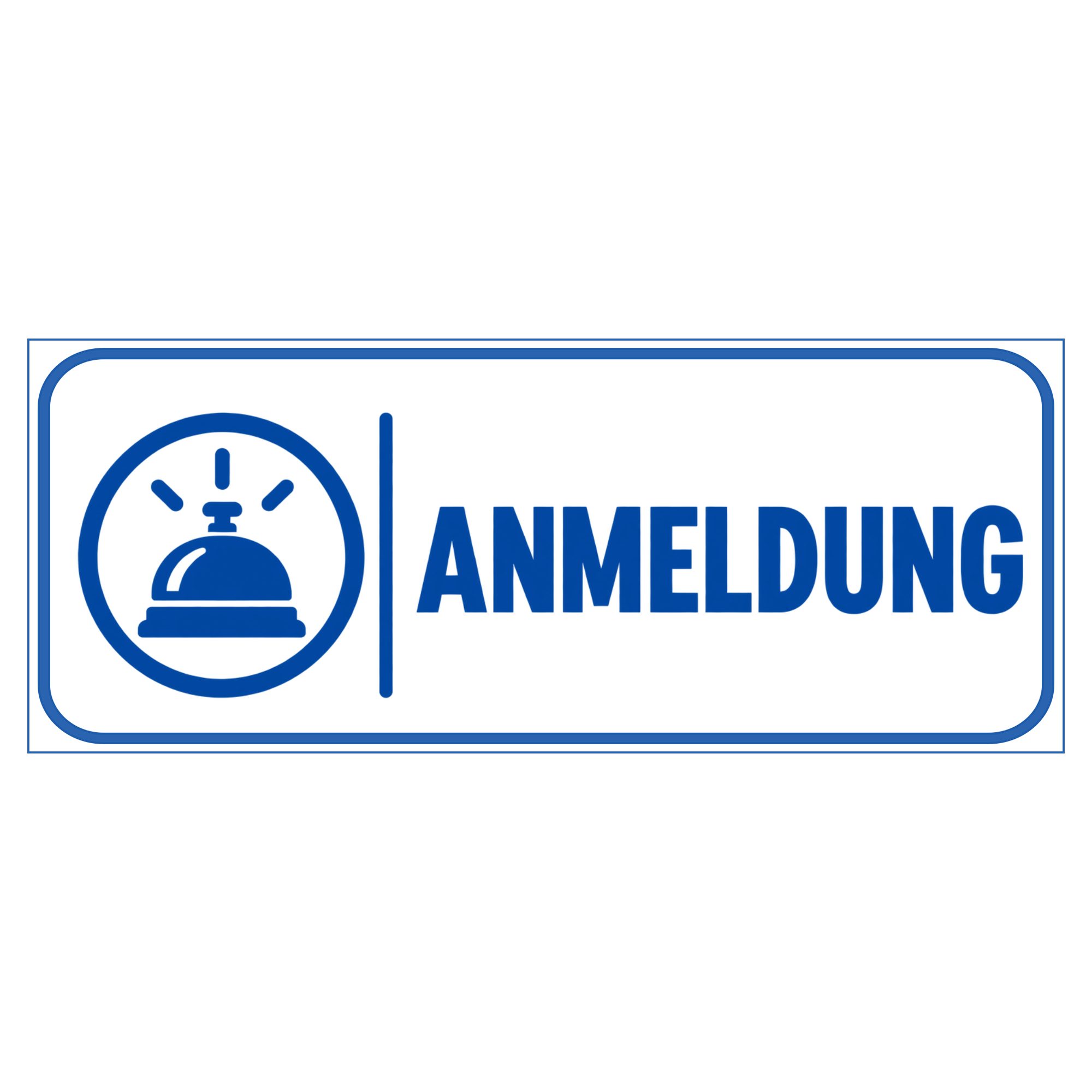 Nomiro Hinweisschild NOMIRO Hinweisschild Türschild Anmeldung 15x6 cm - Kunststoff weiß bla, (1 St), selbstklebend, lasergraviert