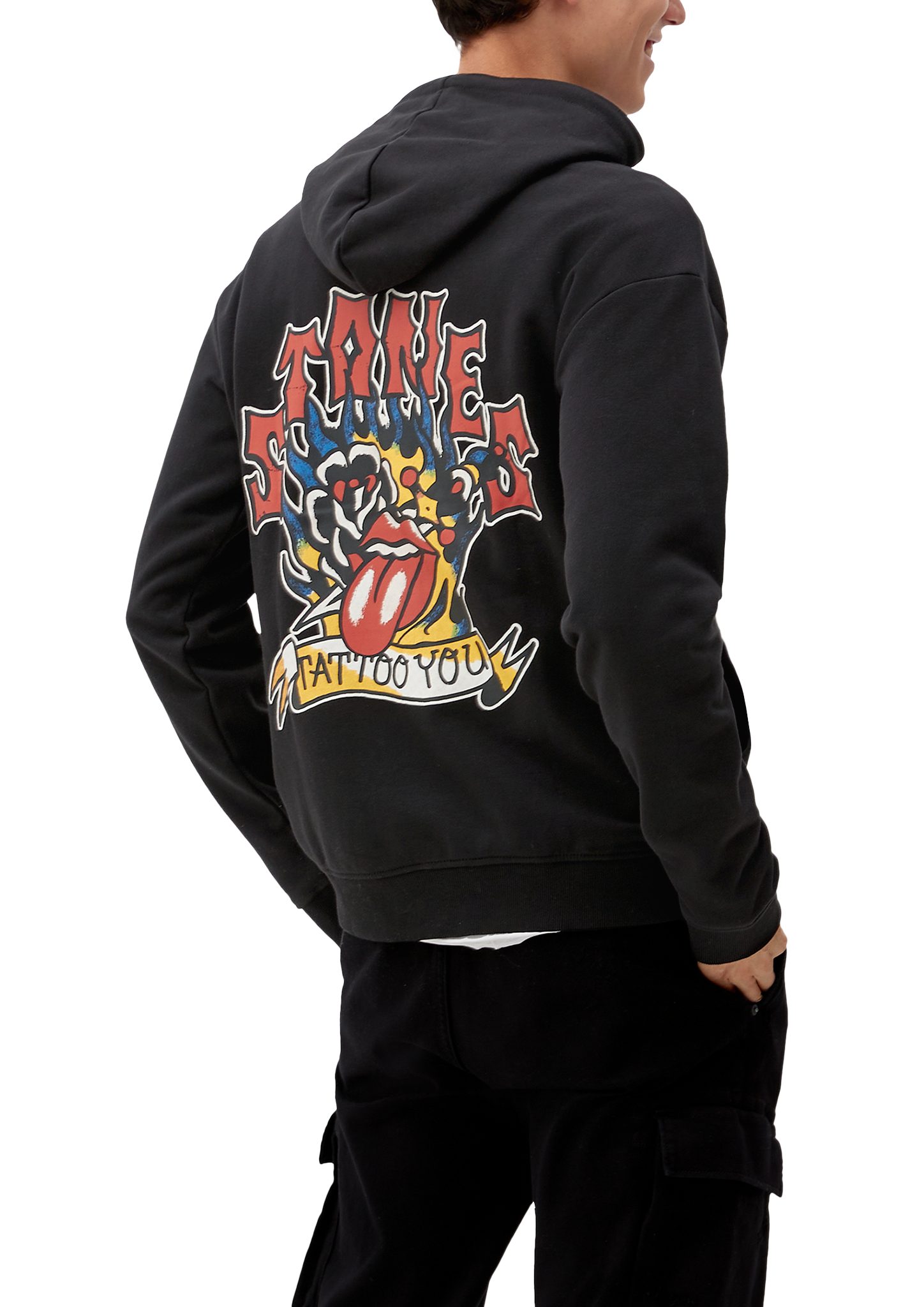 Sweatshirt mit Hoodie Stones-Print Rolling QS