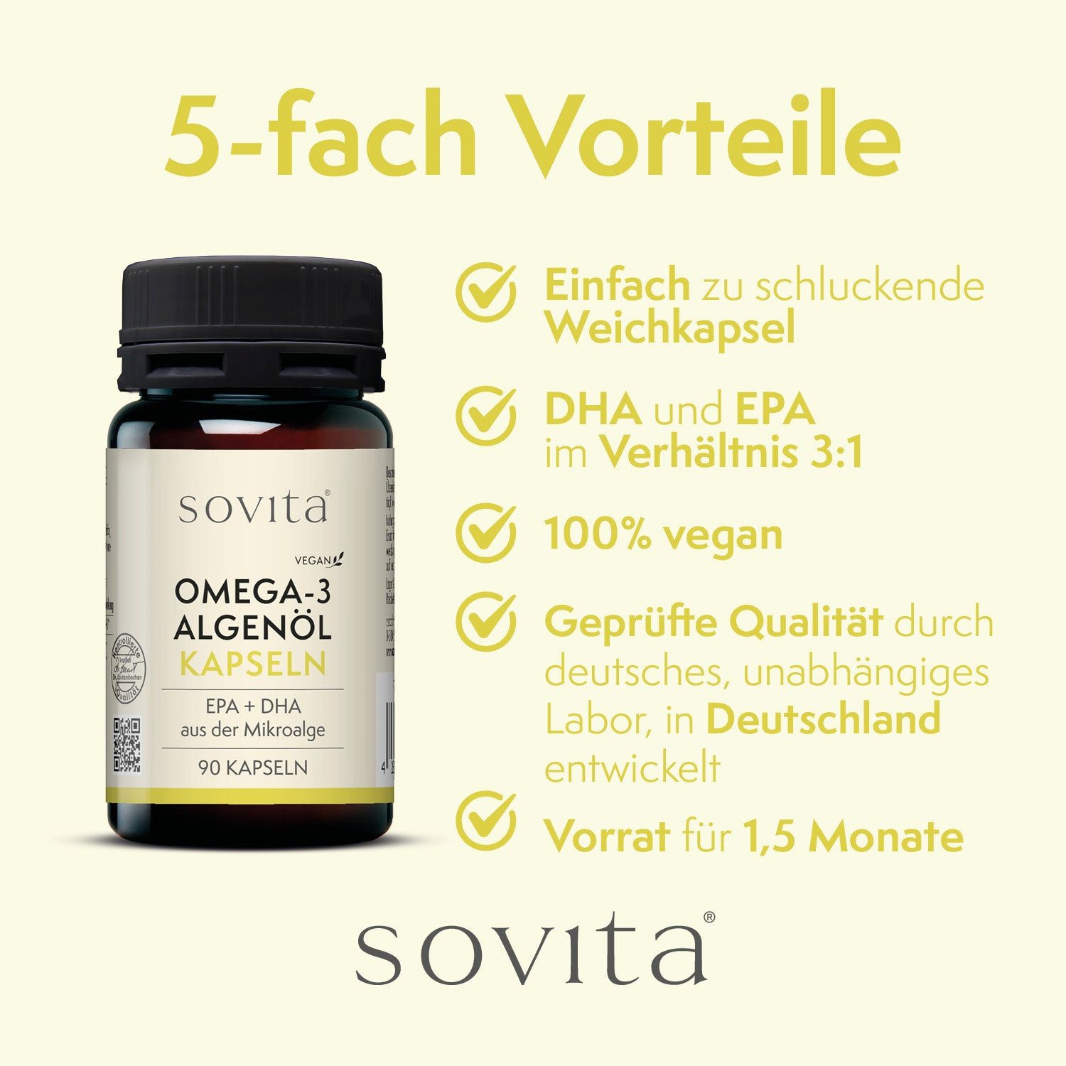 Ascopharm sovita Omega 3 Algenöl Kapseln 1, 1 er