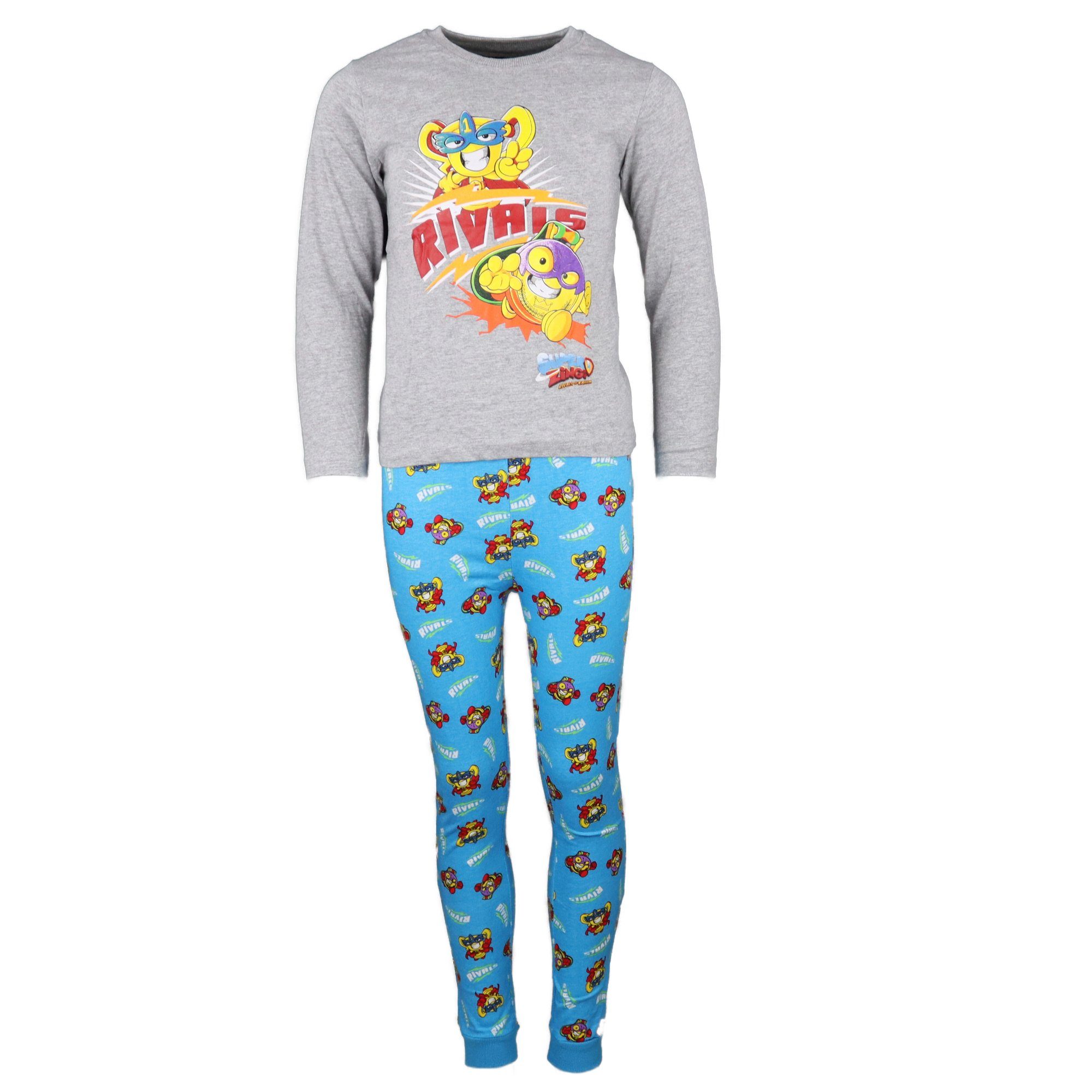 Superzings Schlafanzug Rivals Kinder Pyjama Gr. 98 bis 128, Rot oder Grau Grau/Blau