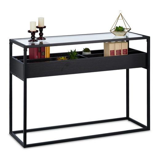 relaxdays Konsolentisch »Konsolentisch Glas mit 4 Fächern« online