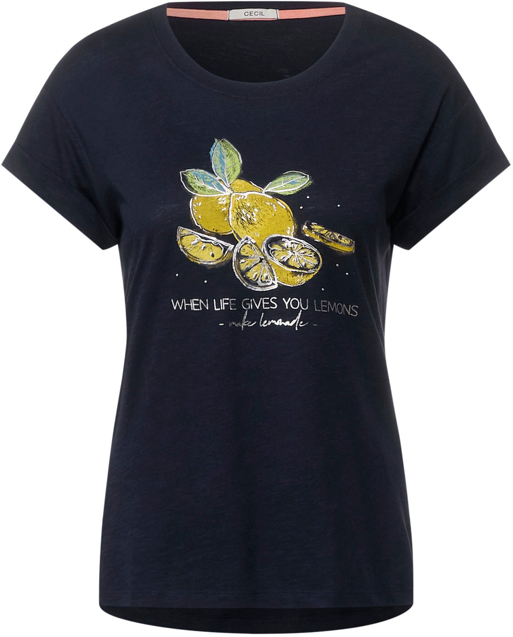 Damen Shirts Cecil Rundhalsshirt mit glänzendem Folienprint
