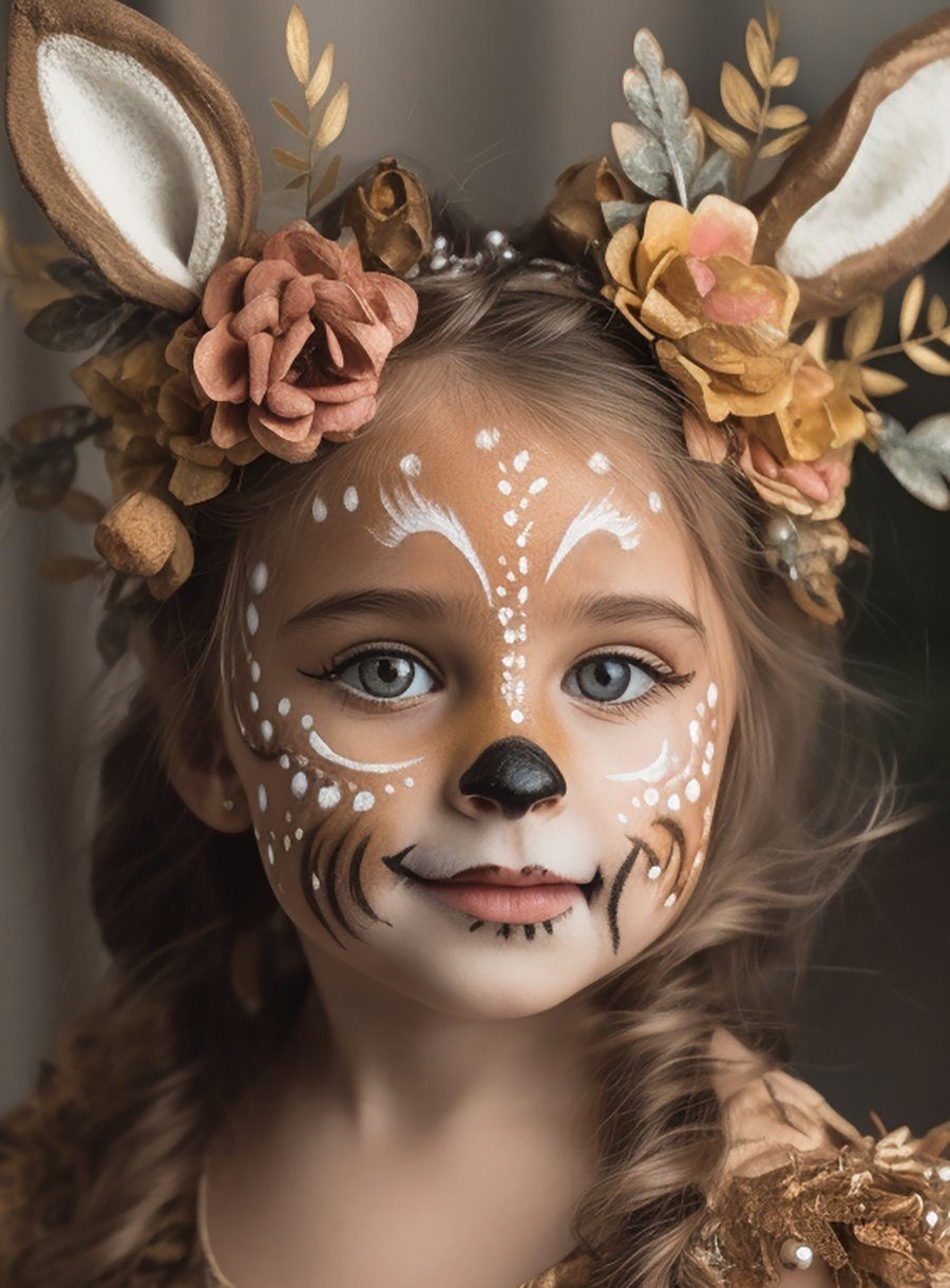 Kryolan GmbH Theaterschminke Make-up Schminke 4 Farben - Rehschminke Halloween, Voll deckende Cremeschminke auf Wachsbasis für Tiere wie Reh, Fuchs