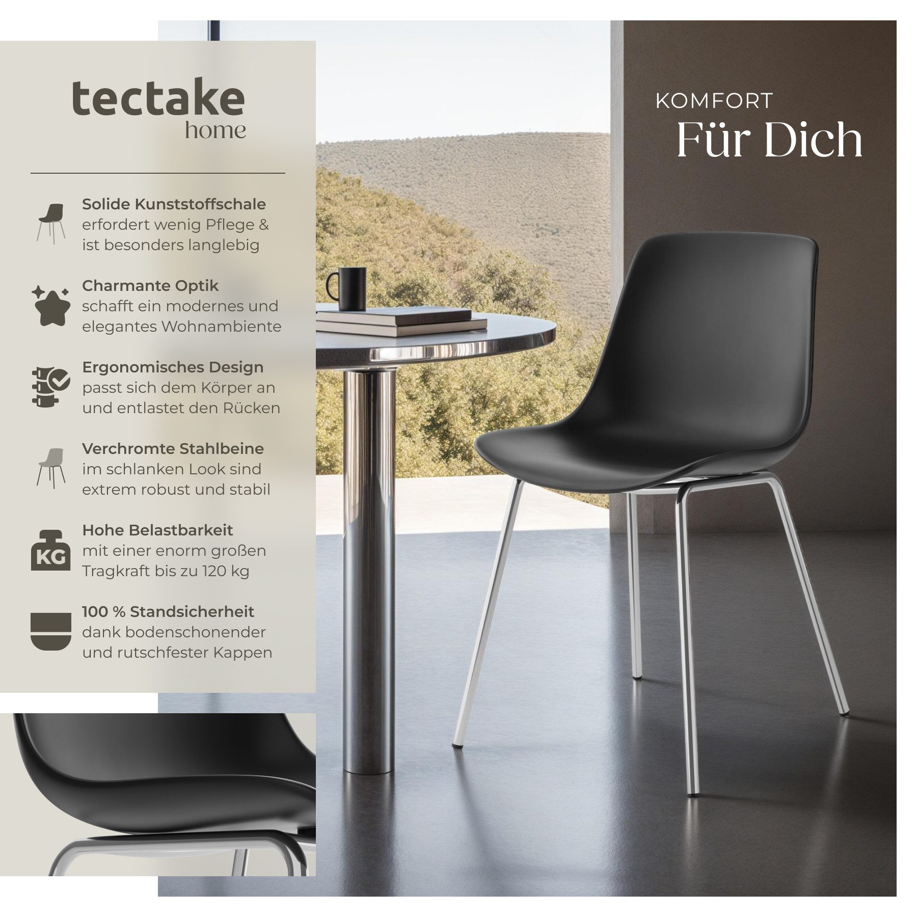 tectake Esszimmerstuhl Kunststoffstühle Mave, ergonomisch, Belastbarkeit 12 günstig online kaufen