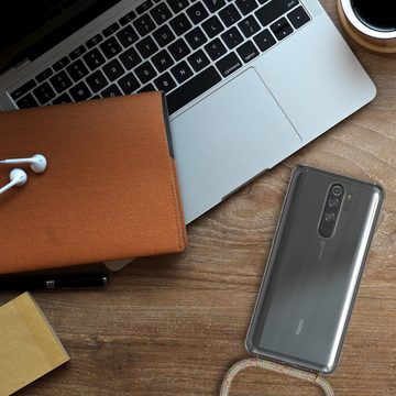 EAZY CASE Handykette Hülle mit Kette für Xiaomi Redmi Note 8 Pro 6,53 Zoll, Ketten Hülle Schultergurt Schutz Hülle Tasche mit Band Bunt Clip Gold