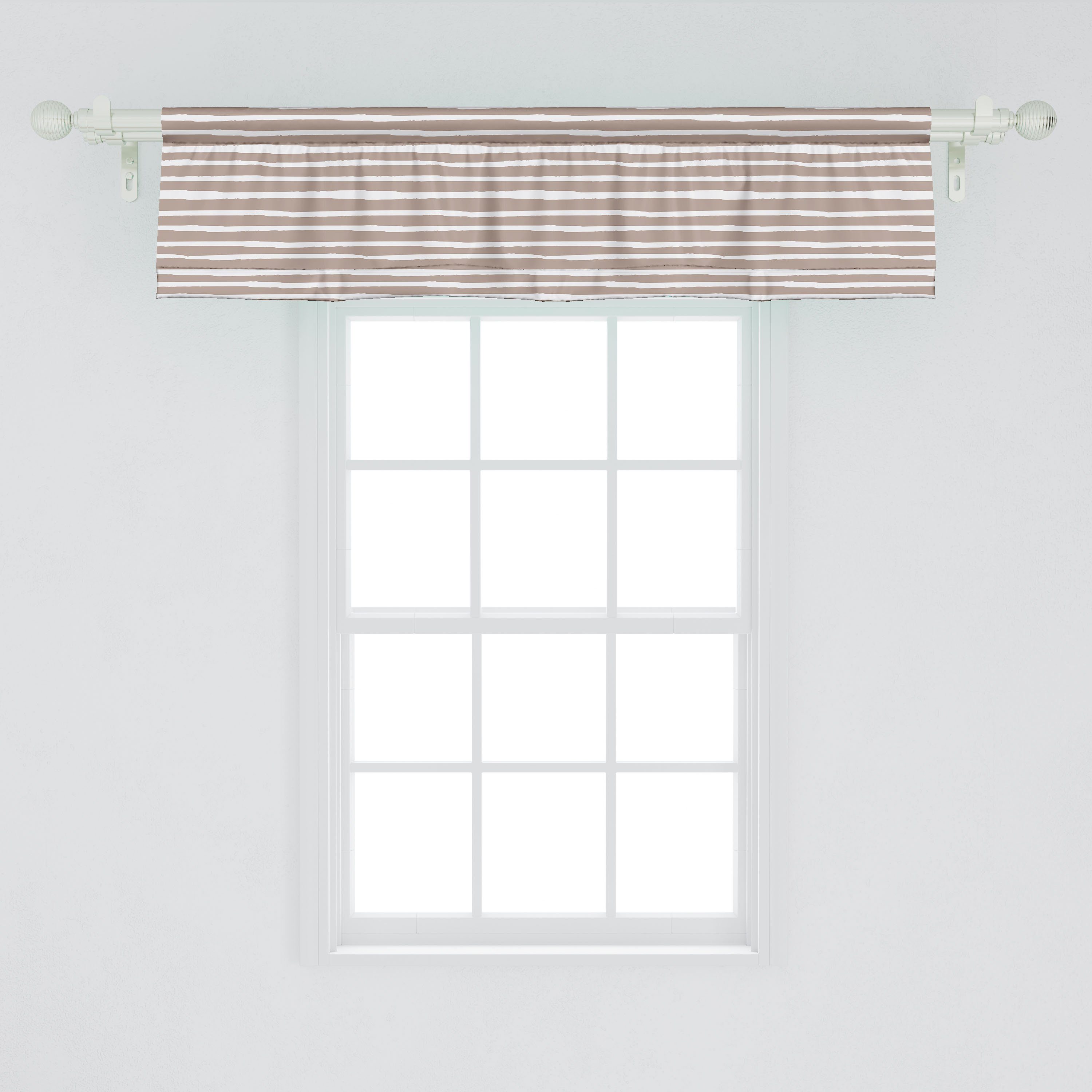 Brushed Schlafzimmer Dekor Abakuhaus, Küche Horizontal Volant Stripes Vorhang Scheibengardine mit Stangentasche, für Abstrakt Microfaser,