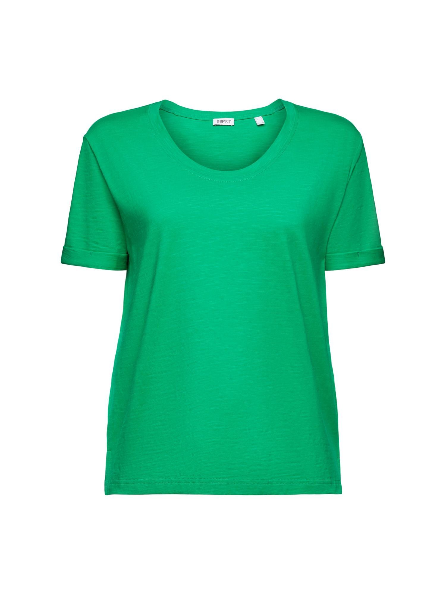 mit GREEN (1-tlg) T-Shirt U-Ausschnitt Slub-Struktur T-Shirt Esprit und