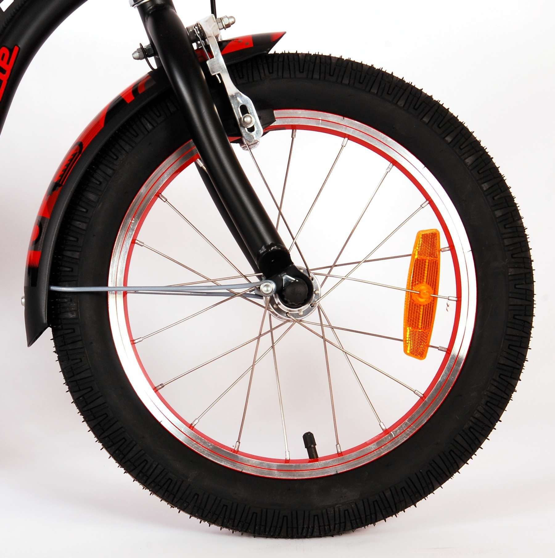 TPFSports Kinderfahrrad Volare Miracle 16 Zoll Rücktritt und Handbremse, 1 Gang, (Kinder Jugend Fahrrad - Jungsfahrrad - Rutschfeste Sicherheitsgriffe), Kinder Fahrrad 16 Zoll - Jugend Fahrrad mit Ständer - Schwarz matt