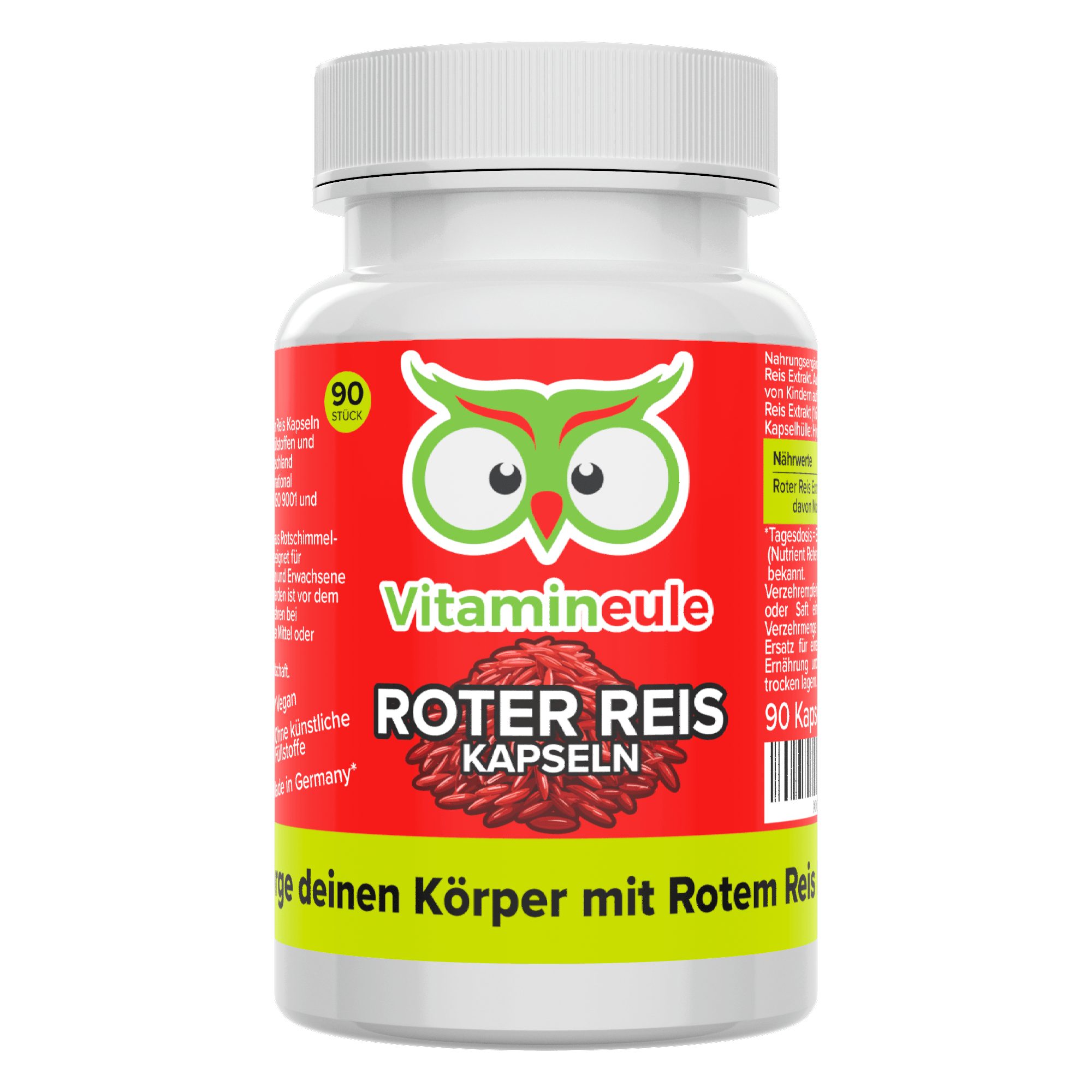 Vitamineule Roter Reis Kapseln - 150 mg Extrakt - 2,4 mg Monacolin - 90 Kapseln