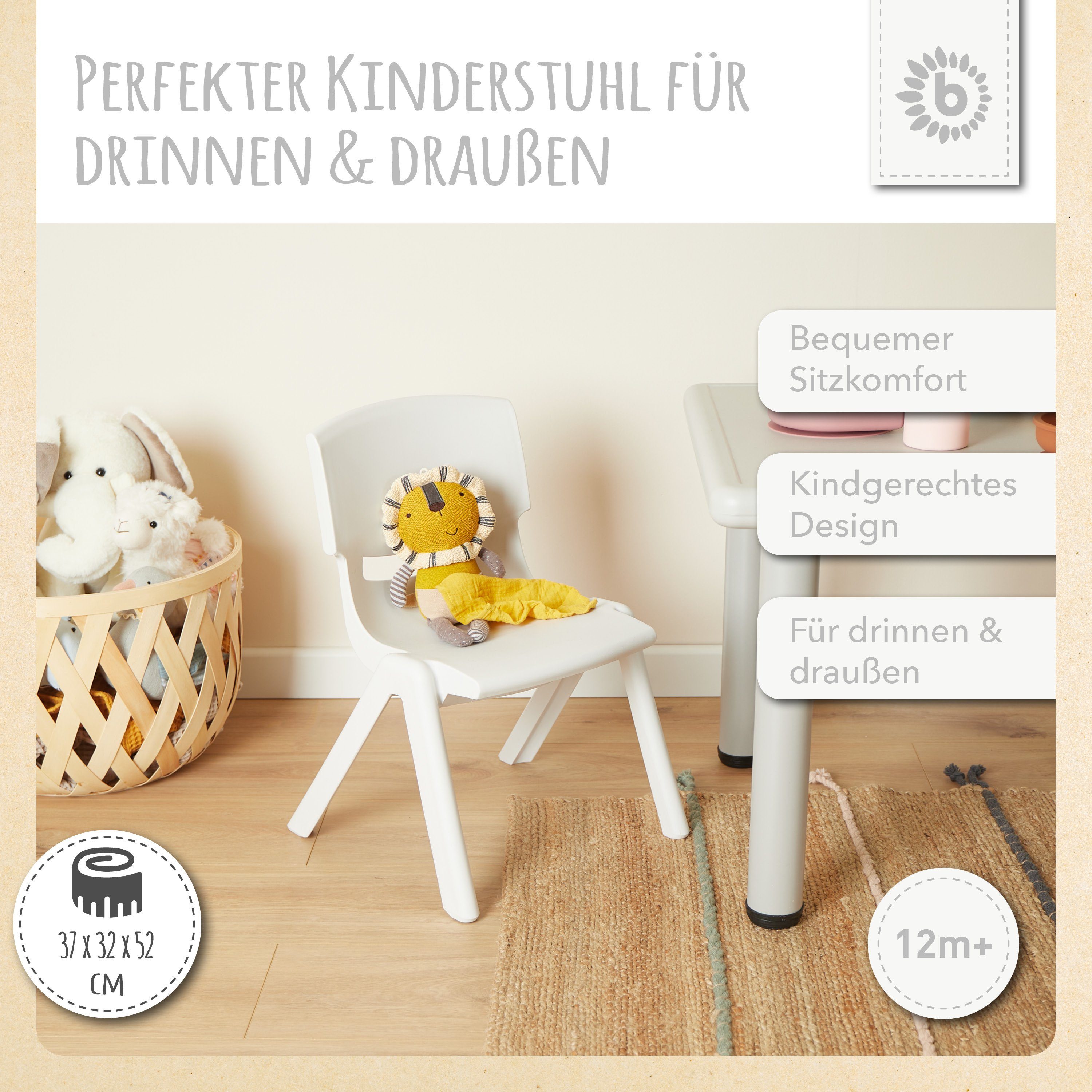 BIECO Stuhl Bieco Kinderstuhl bis 80 kg, stapelbar, kippsicher Kinder Stuhl günstig online kaufen