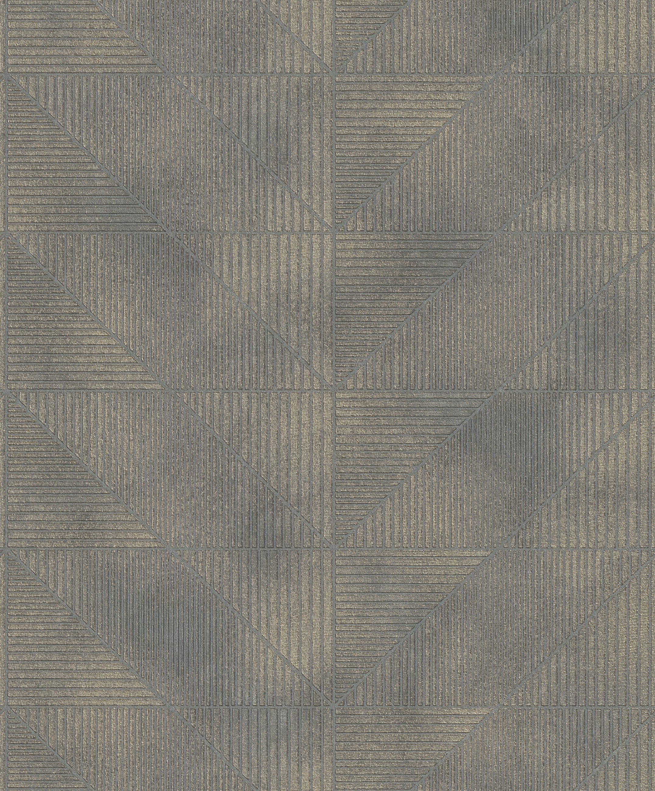 Rasch Vliestapete Geometrisch mit Streifen, Linien, Dreiecke & Rauten - Grau Blau, strukturiert, grafisch, (1 Rolle, 1 St., 10,05 m x 0,53 m), Lichtbeständige Farben - Feucht abwischbar - Restlost abziehbar