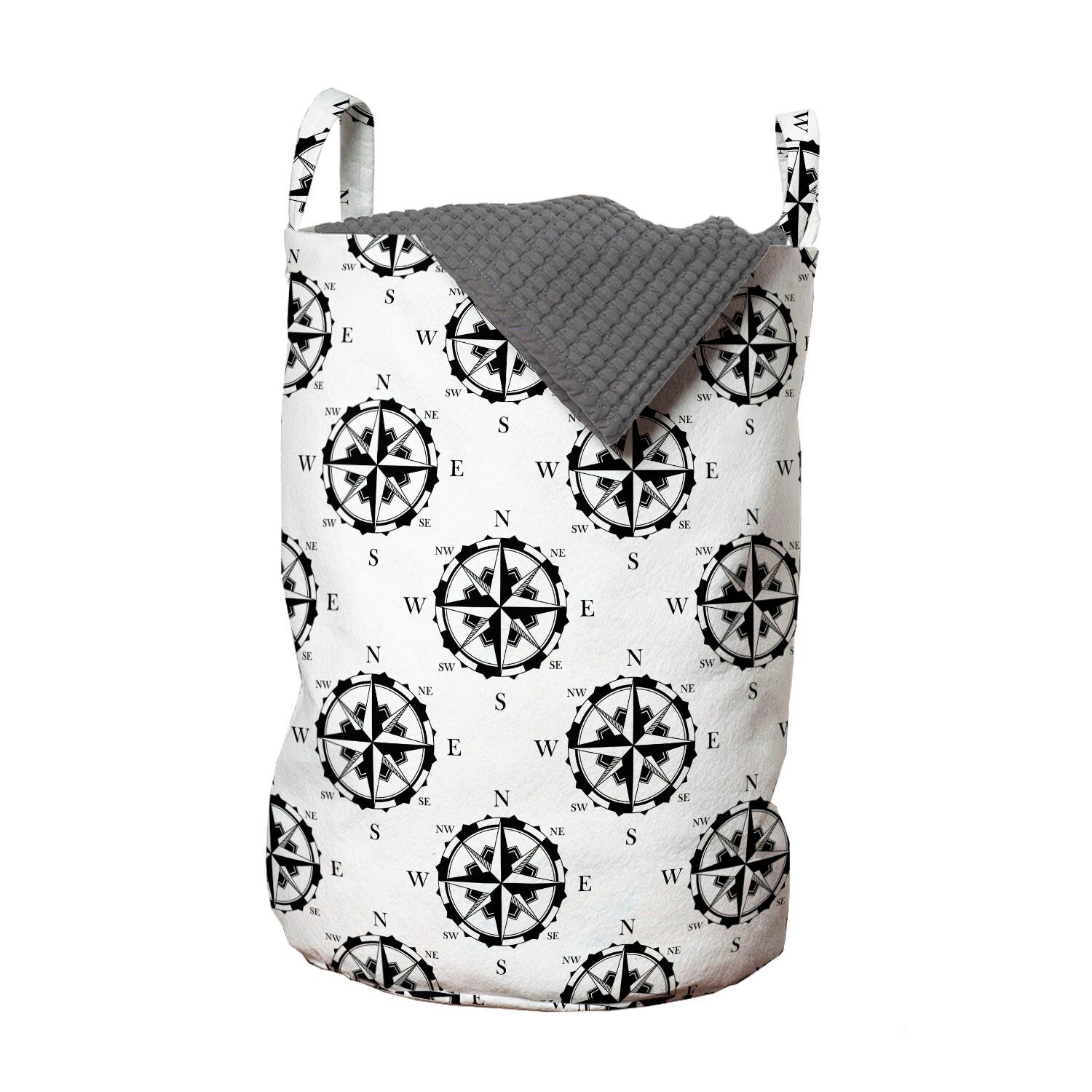 Abakuhaus Wäschesäckchen Wäschekorb mit Griffen Kordelzugverschluss für Waschsalons, Kompass Nautische Segel Element