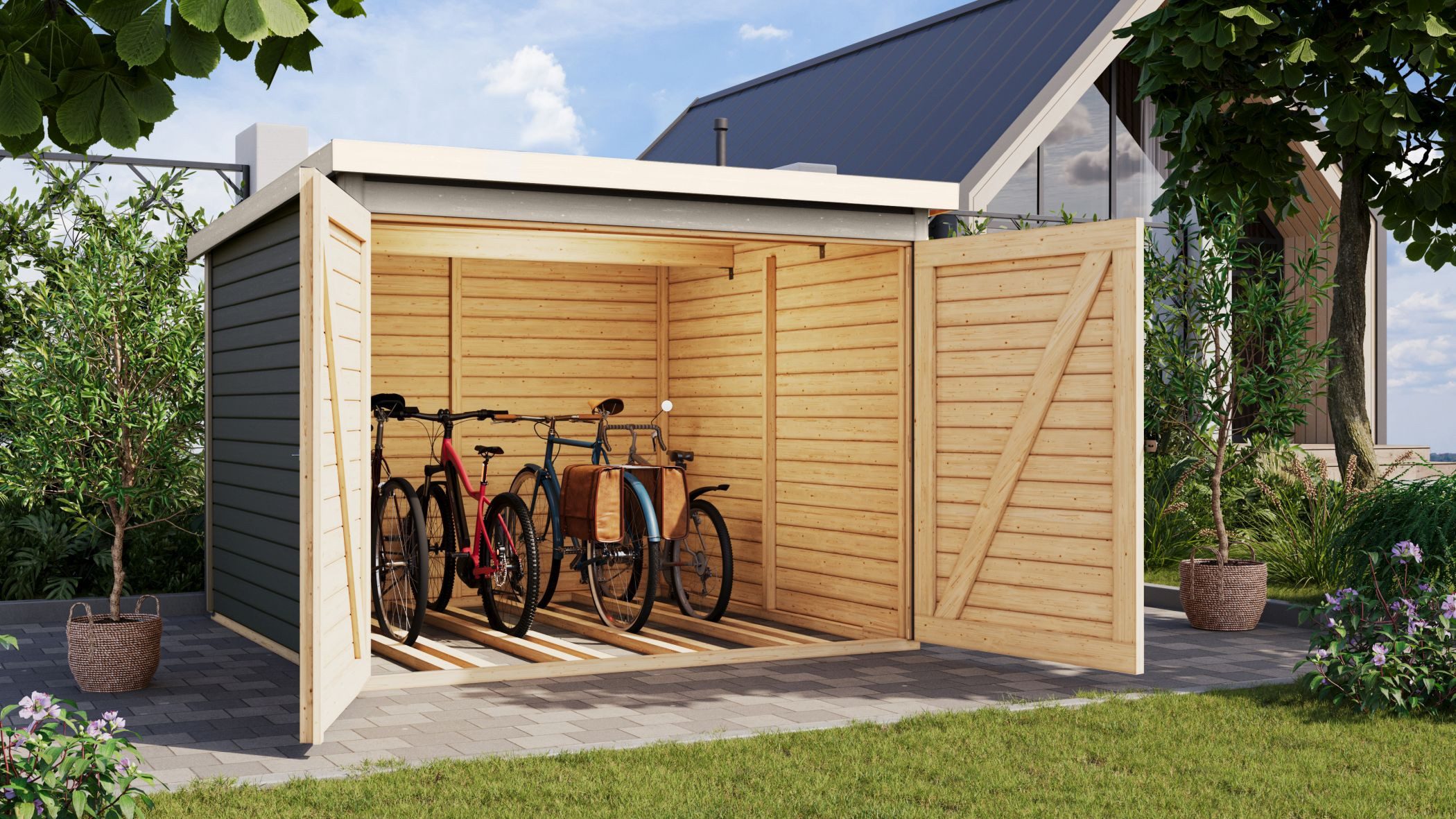 Karibu Gartenhaus Fahrradgarage aus Fichtenholz mit günstig online kaufen