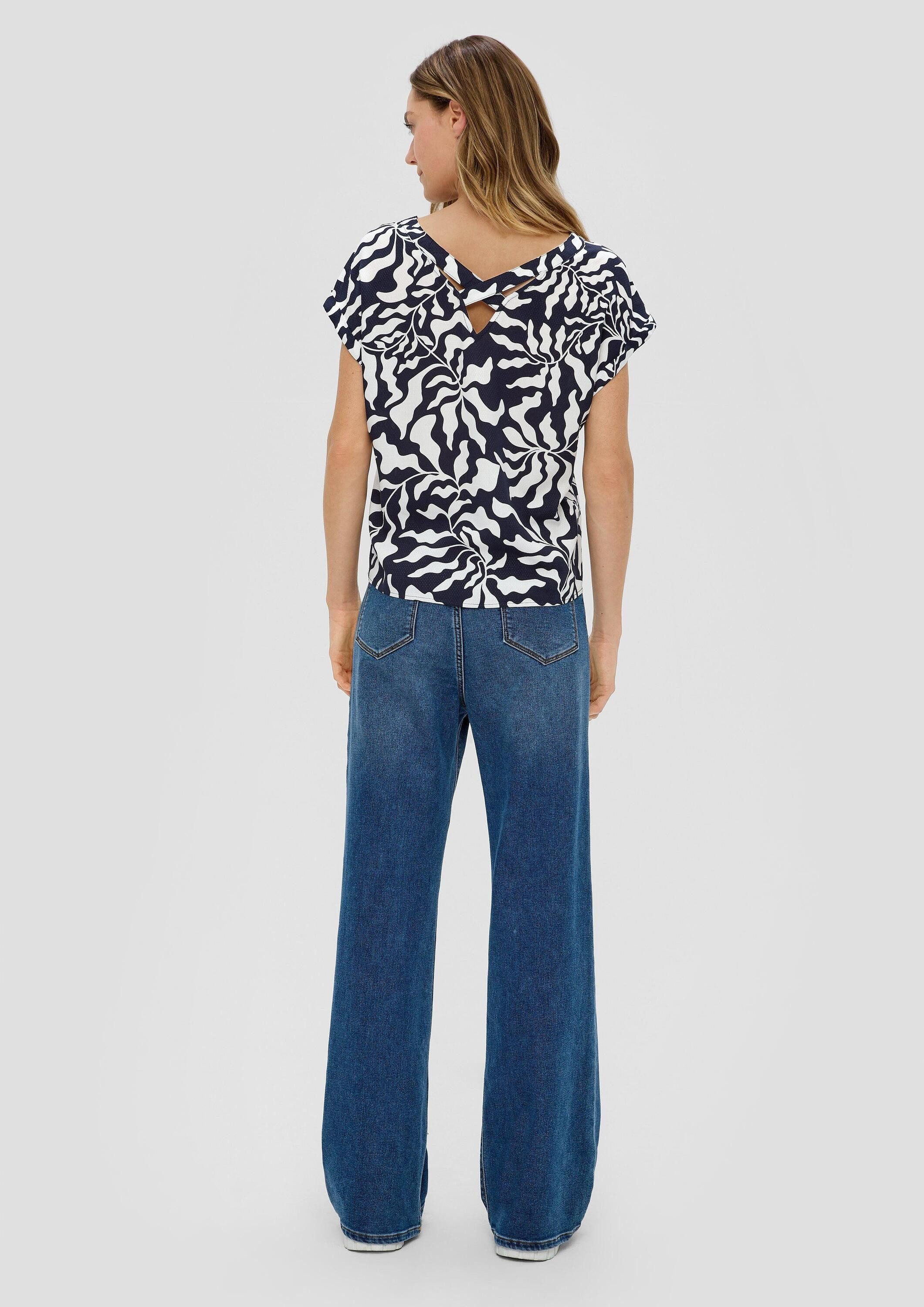 s.Oliver Kurzarmbluse Bluse Viskosebluse mit V-Ausschnitt