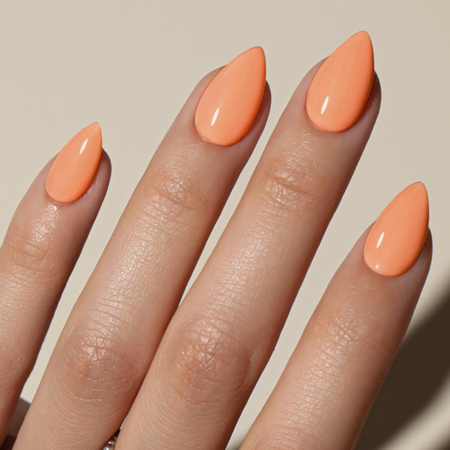 LuxusKollektion Kunstfingernägel Künstliche Nägel Press On Soft Gel Kurz Mandel Set 30 Stück Orange