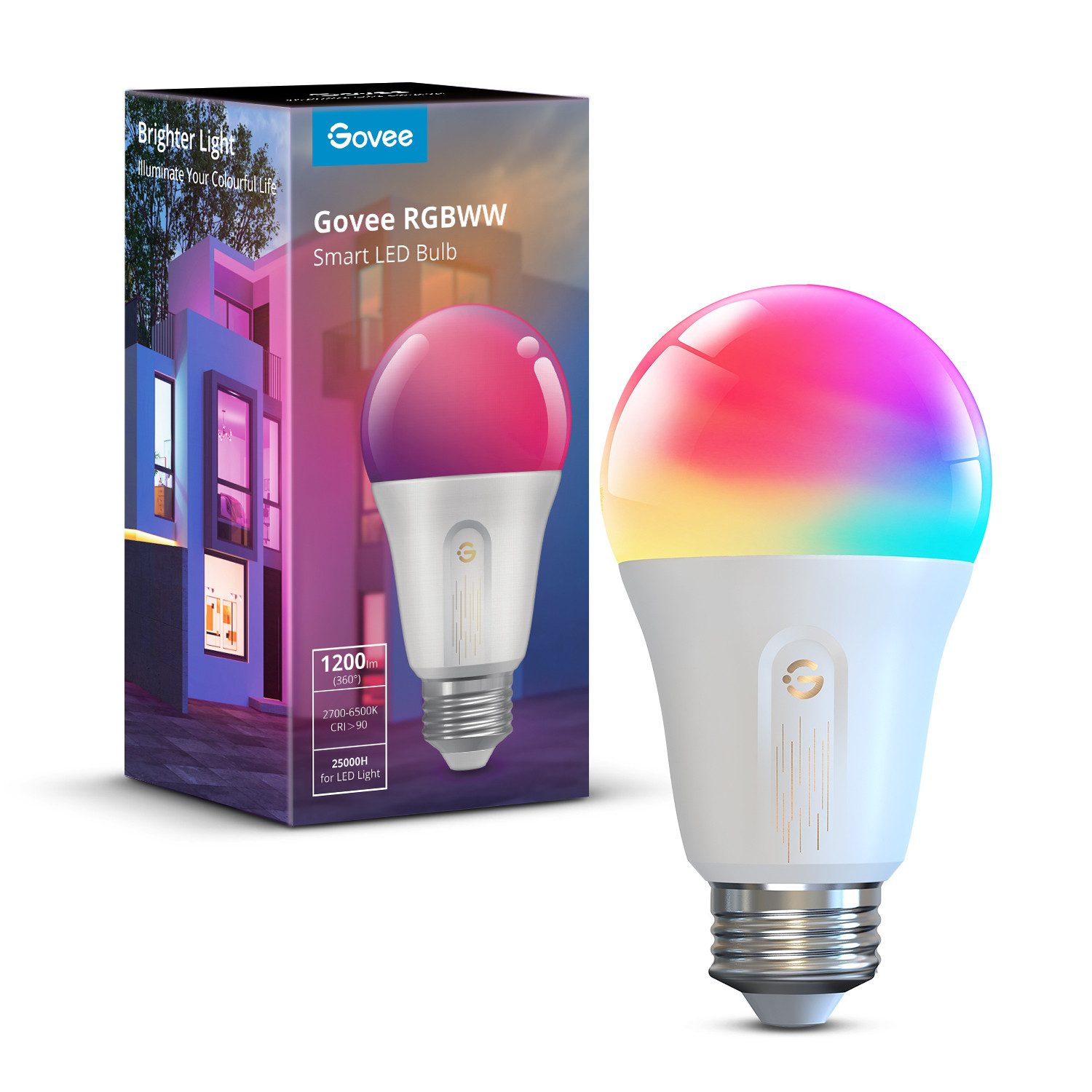 Govee LED-Leuchtmittel Govee H6009 – Intelligentes LED-Leuchtmittel RGBWW, 1 St., App-Steuerung, dimmbar