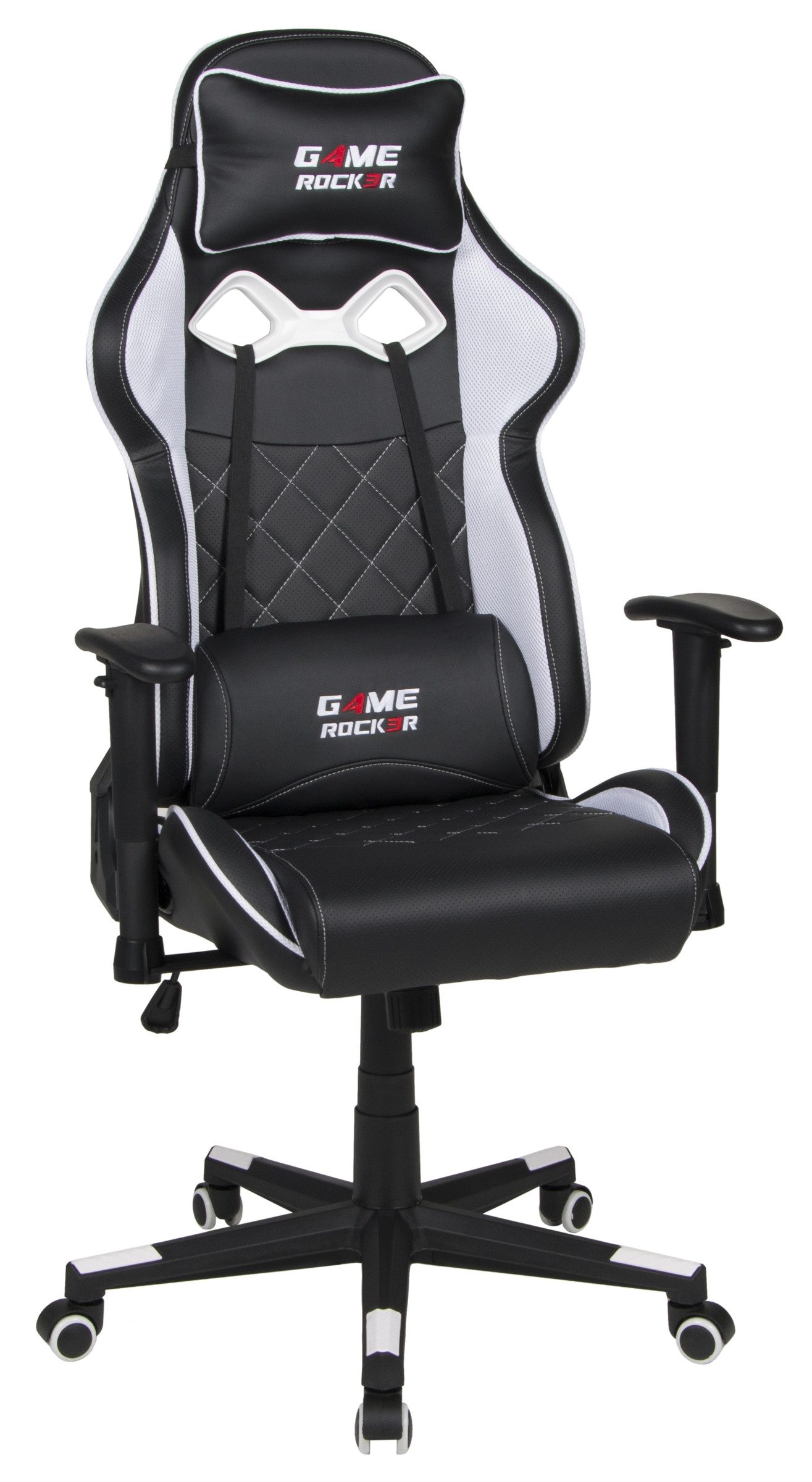 Duo Collection Gaming-Stuhl Game-Rocker, Racer-Design, schwarz / weiß - 66x128x66cm (BxHxT)