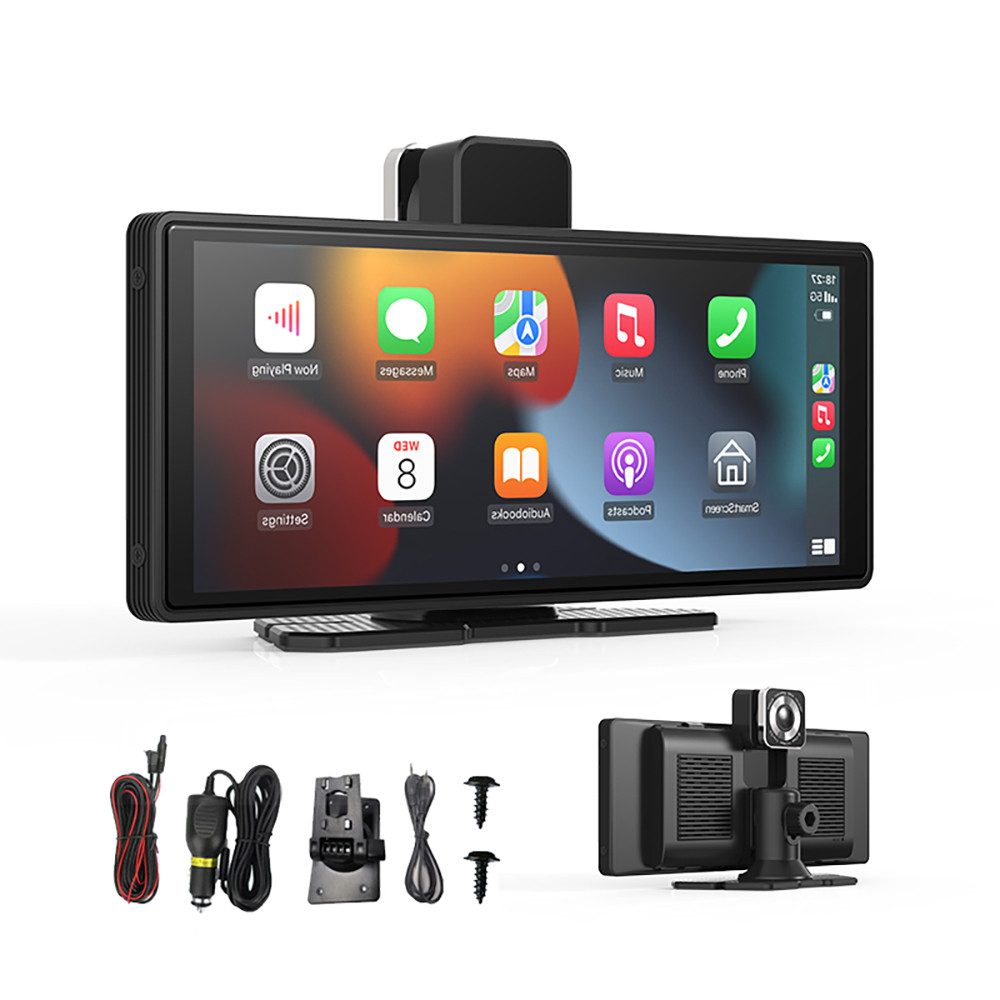 Tekoo 10,26" CarPlay Display mit 4K Dashcam, Android Auto wireless, IPS Dashcam (4K Ultra HD, WLAN, inkl. 4K Dashcam, Dashboard-Halter, AUX-Kabel, Kfz-Ladekabel, 4K Dashcam, Wireless CarPlay, Android Auto, IPS Touch, Loop-Recording)