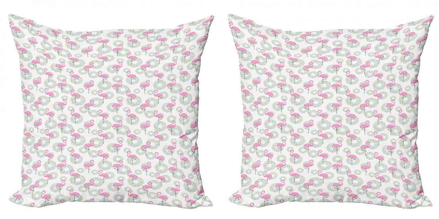 Tiere Digitaldruck, Flamingo Hawaii Abakuhaus Stück), Kissenbezüge Modern Doppelseitiger (2 Donuts Accent