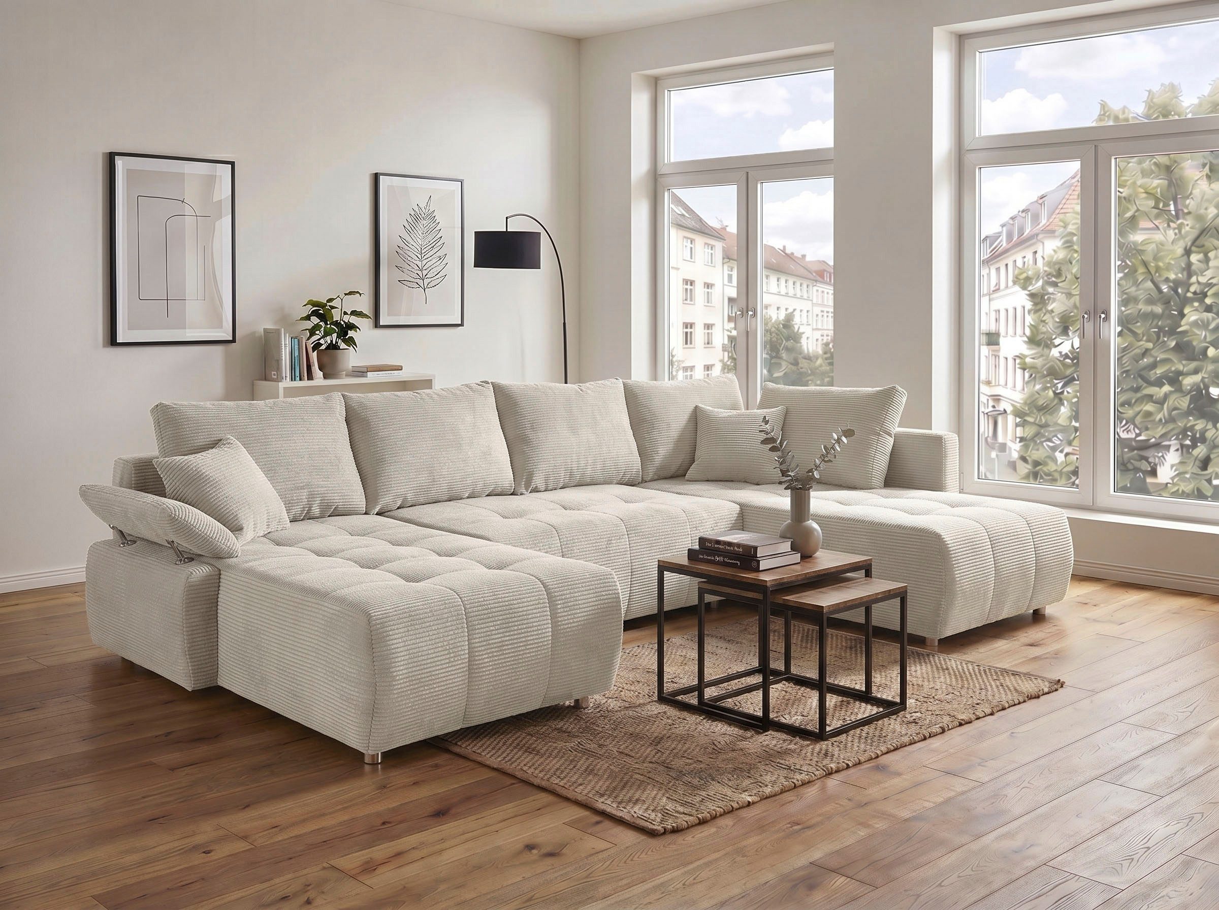 COLLECTION AB Wohnlandschaft Funtastic U-Form, B:288 cm, Schlaffunktion, Bettkasten, auch in Cord, Schlaffunktion, Bonnelfederkern, Rückenkissen, Armteilverstellung