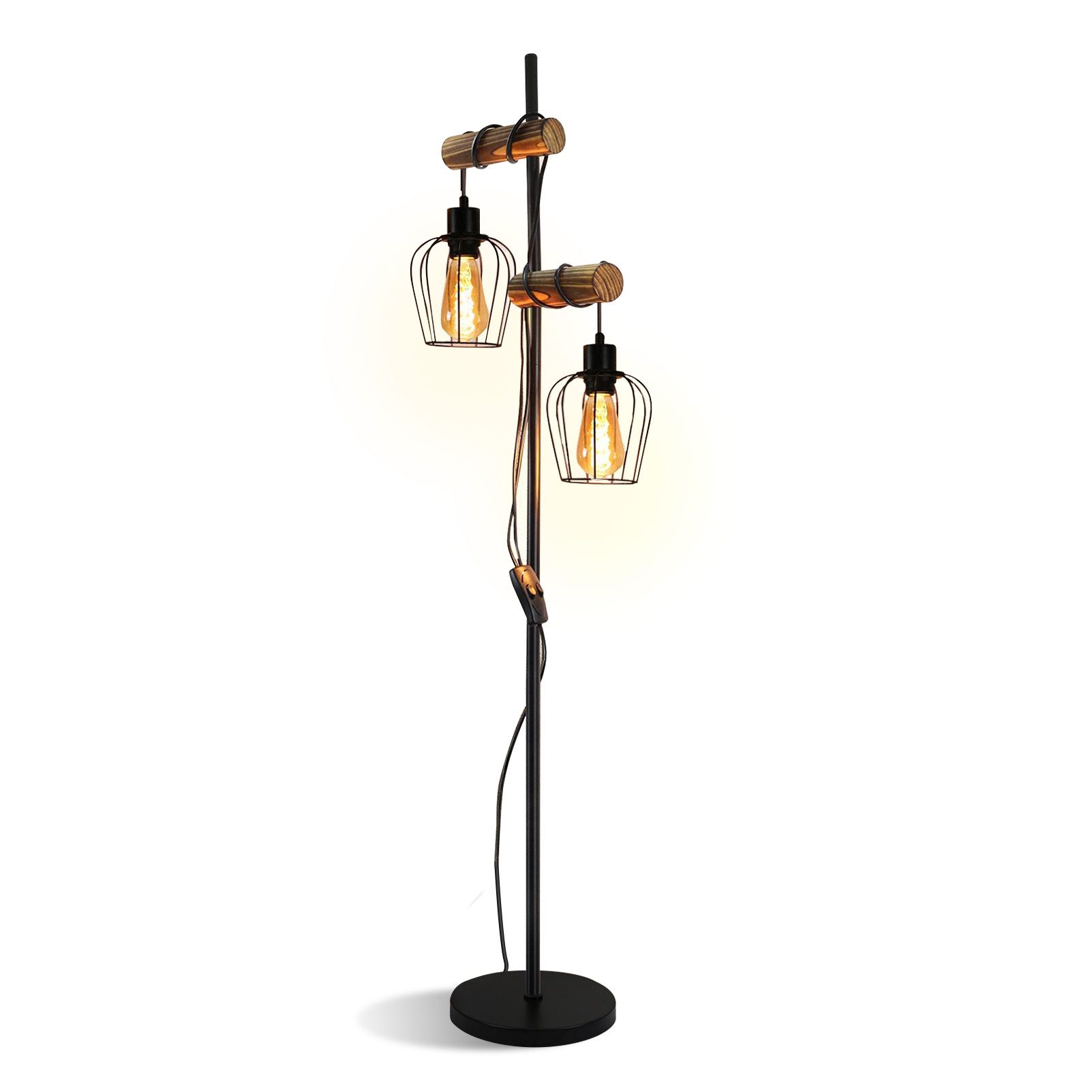 Stehlampe Vintage Wohnzimmer 2 Flammige Stehleuchte Industrial Design Flur Hotel