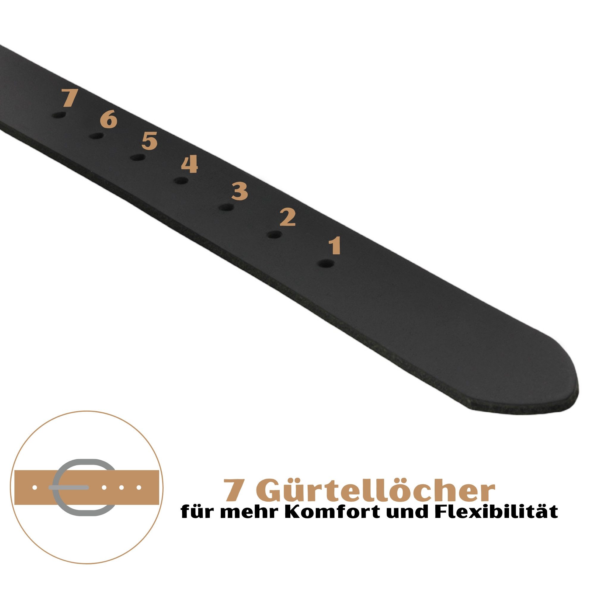 Manza Ledergürtel Gürtel Ledergürtel 4cm breit Echt Leder Jeansgürtel Unisex Kürzbar