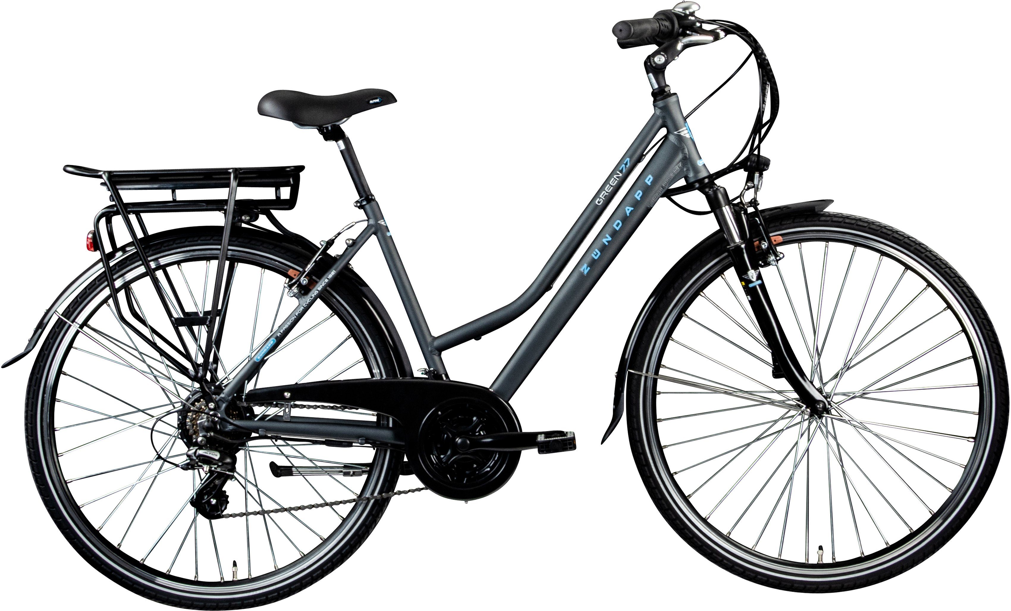 Gang RD-M310 374 Wh 21 7.7 Heckmotor, Zündapp Damen, Shimano Green E-Bike Akku Altus Schaltwerk, Kettenschaltung,