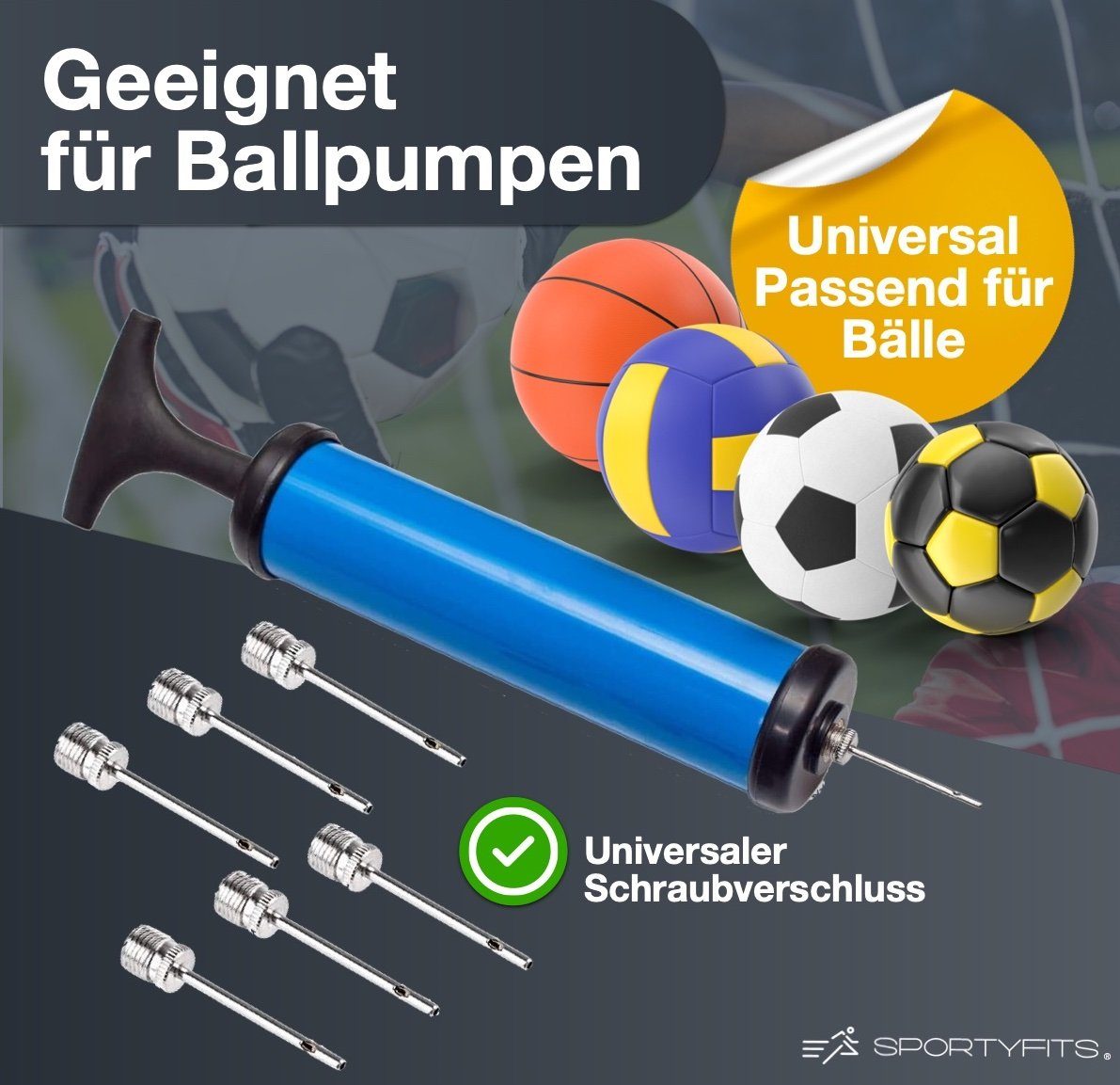 Mini Fahrradpumpe Luftpumpe Ball-Pumpe Minipumpe Handpumpe Fußball + 3  Adapter