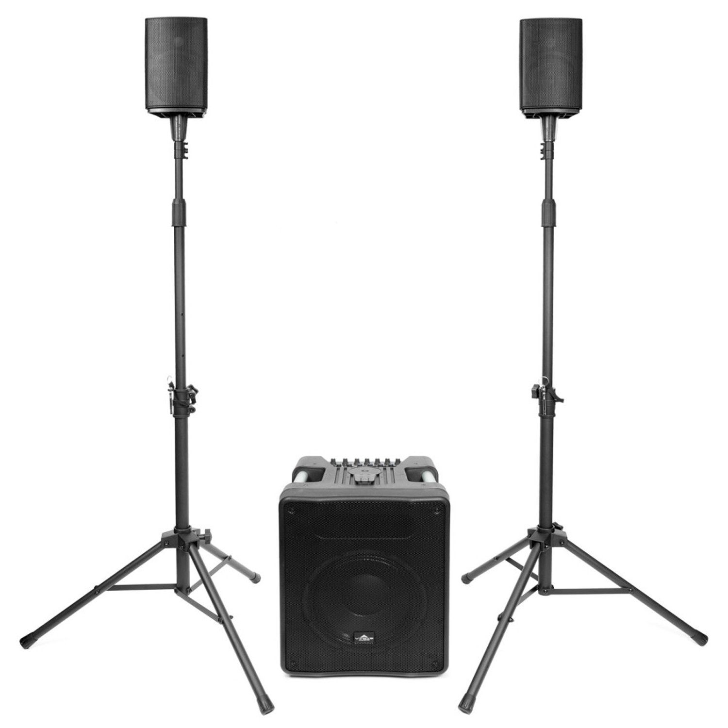 Vyrve Audio Vyrve Audio MIZAR PA-System mit Mixer und Stativen Lautsprechersystem (Bluetooth, PA-System mit Mixer und Stativen)
