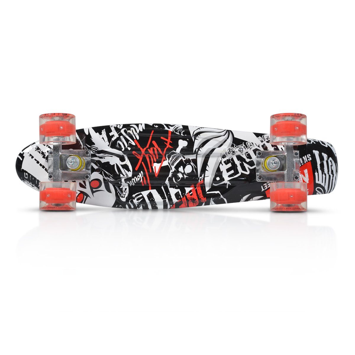 Rollen 7 ABEC Byox Skateboard Skull, 85A 22" PU Aluminium-Achsen LED Skateboard Lager Kinder