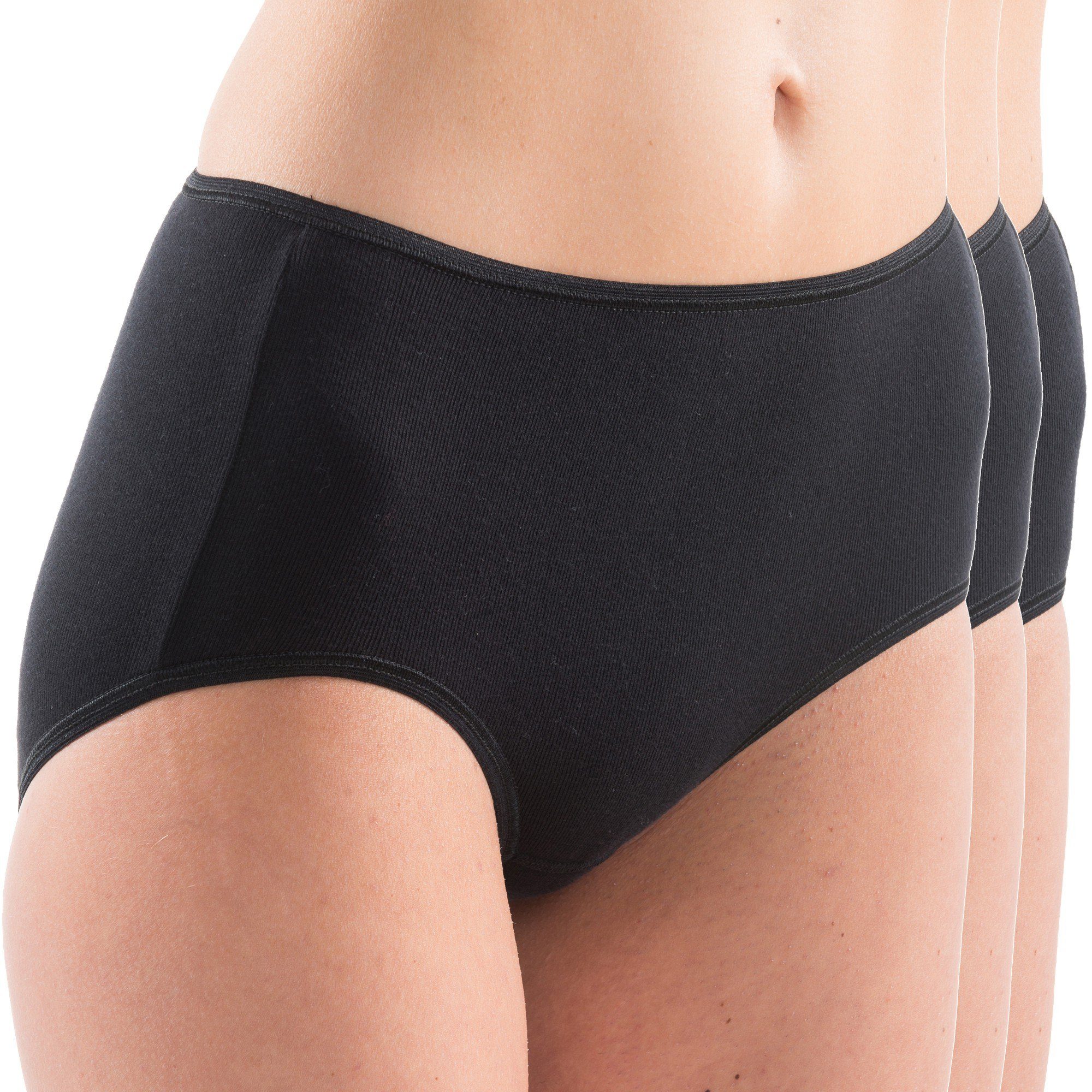 HERMKO Taillenslip 5011 (Pack, 3er) Maxi-Schlüpfer, Baumwolle/Elastan, elast. Abschluss, hoch geschnitten