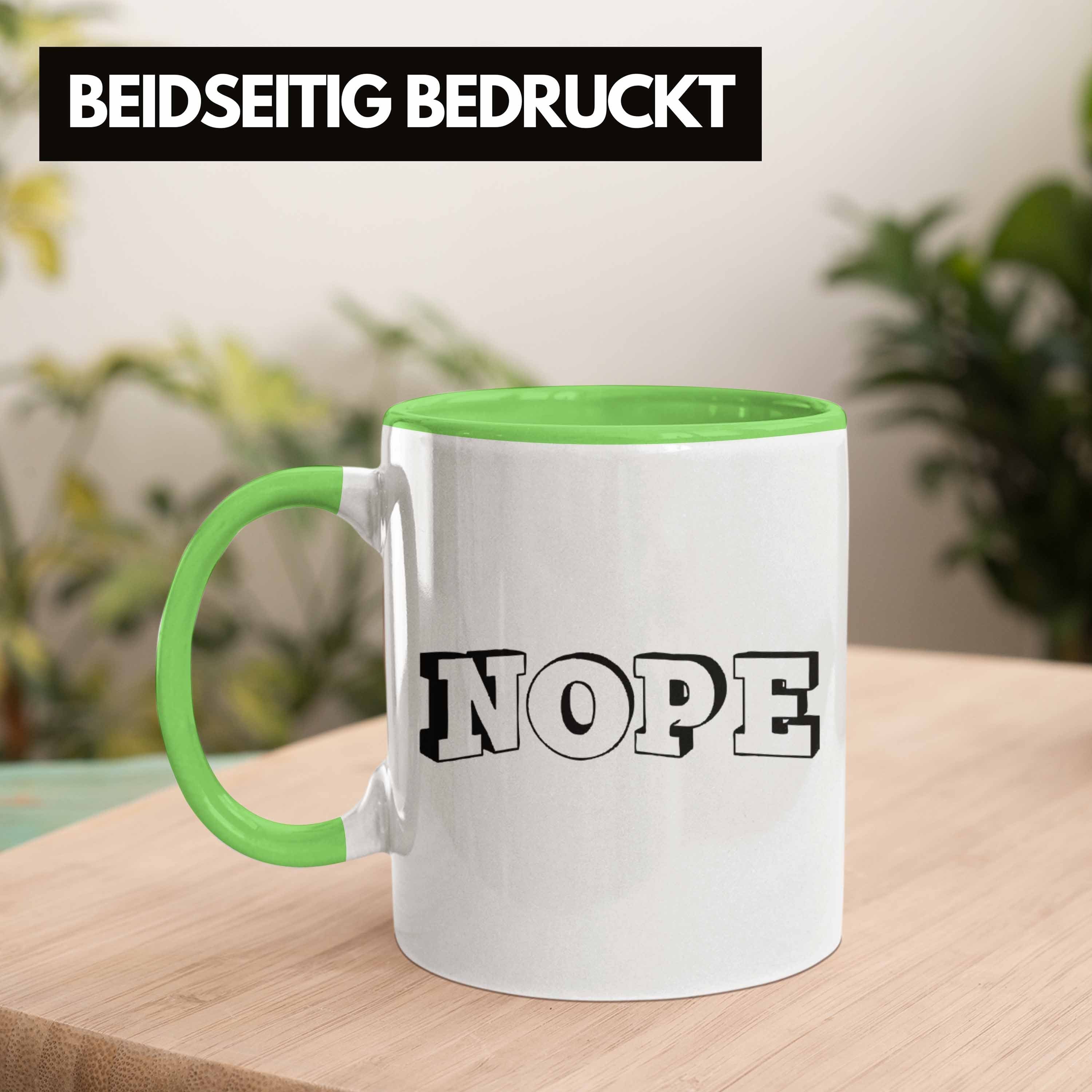 Kollege Grün Geschenkidee Kaffeetasse Kollegin Freundin Nope - Mutter Trendation Tasse Spruch Trendation - Lustige - Tasse Geschenk