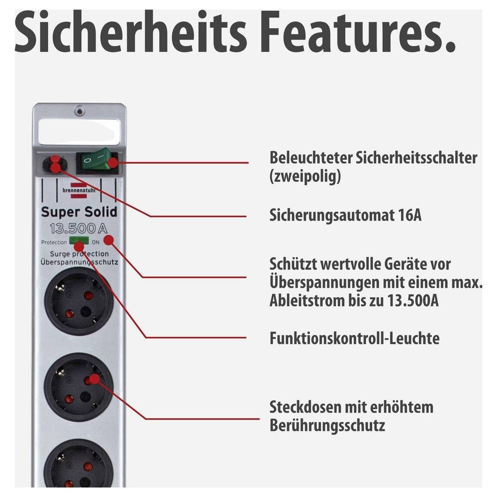 Brennenstuhl Super-Solid 1153340318 Steckdosenleiste, Abzweigdosen