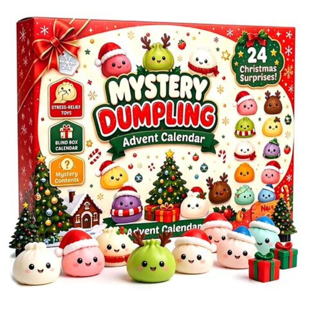 Blondie & Brownie Adventskalender Weihnachts Adventskalender mit 24 Squishy Weihnachten Kinder (Adventskalender-Set), Festliche Knödel