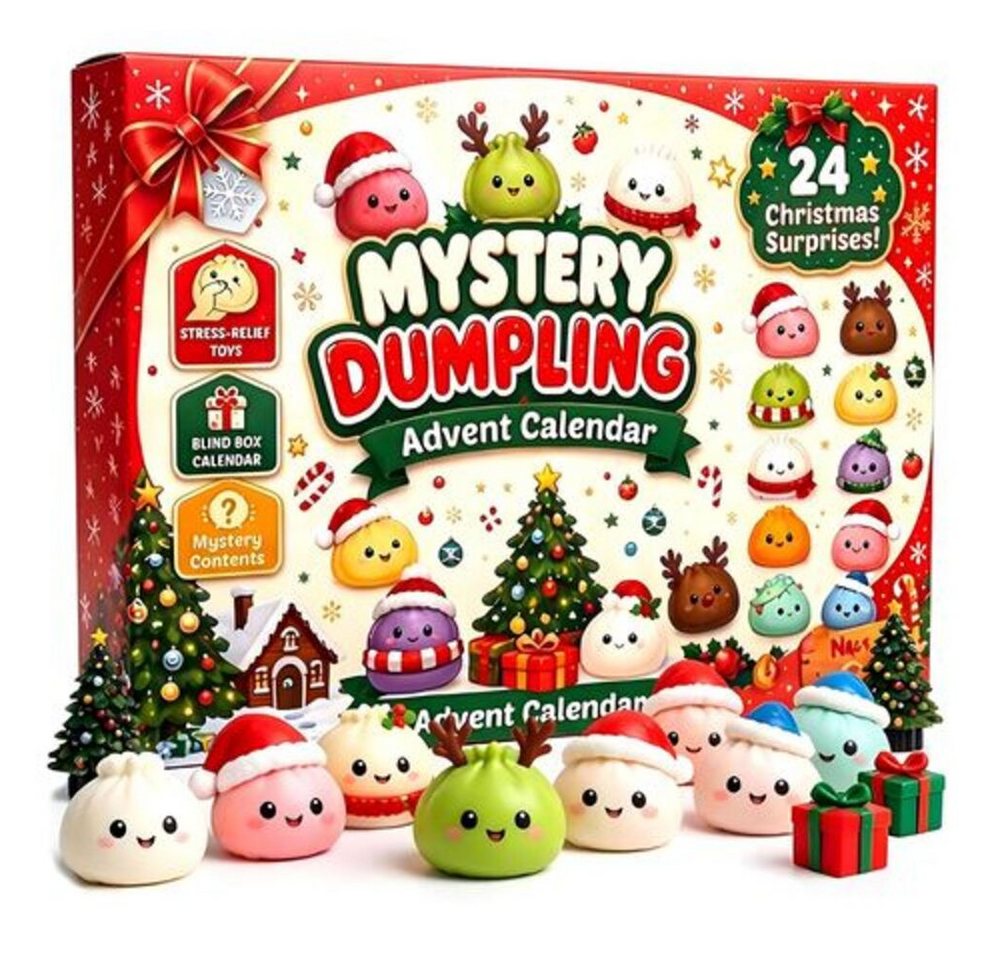 Blondie & Brownie Adventskalender Weihnachts Adventskalender mit 24 Squishy Weihnachten Kinder (Adventskalender-Set), Festliche Knödel